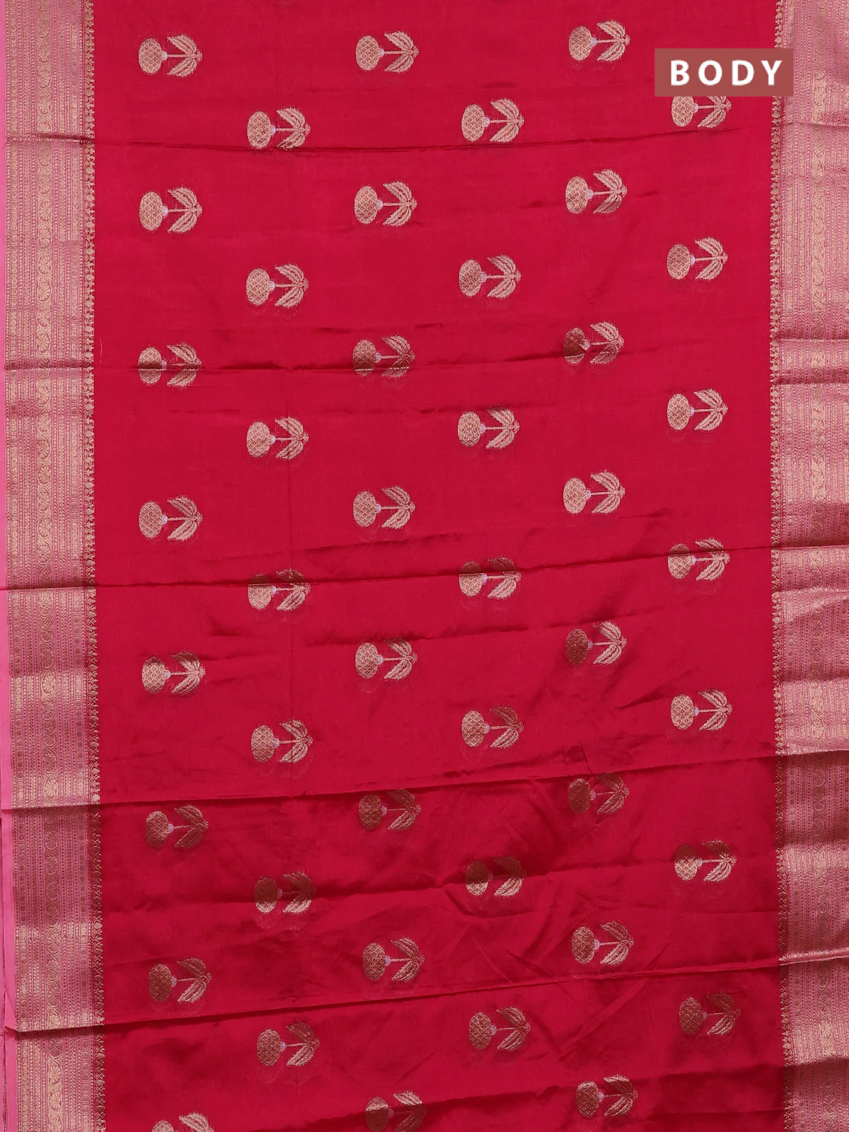 Banarasi warm silk saree light pink and peach pink with thread & zari woven buttas and zari woven border - Image 2