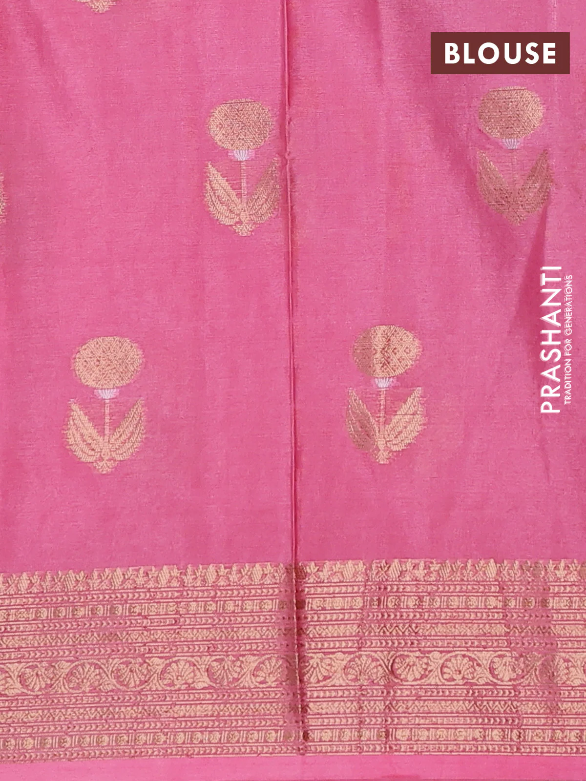 Banarasi warm silk saree light pink and peach pink with thread & zari woven buttas and zari woven border - Image 4