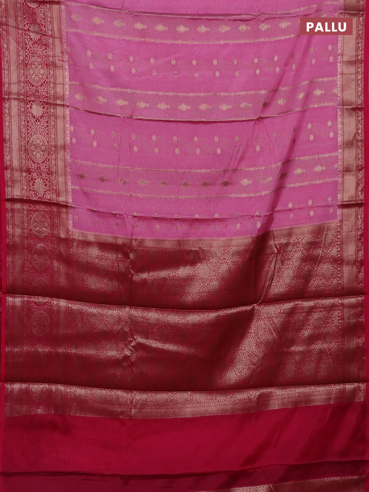 Banarasi warm silk saree light pink and pink with allover thread & zari weaves pattern and zari woven border - Image 3