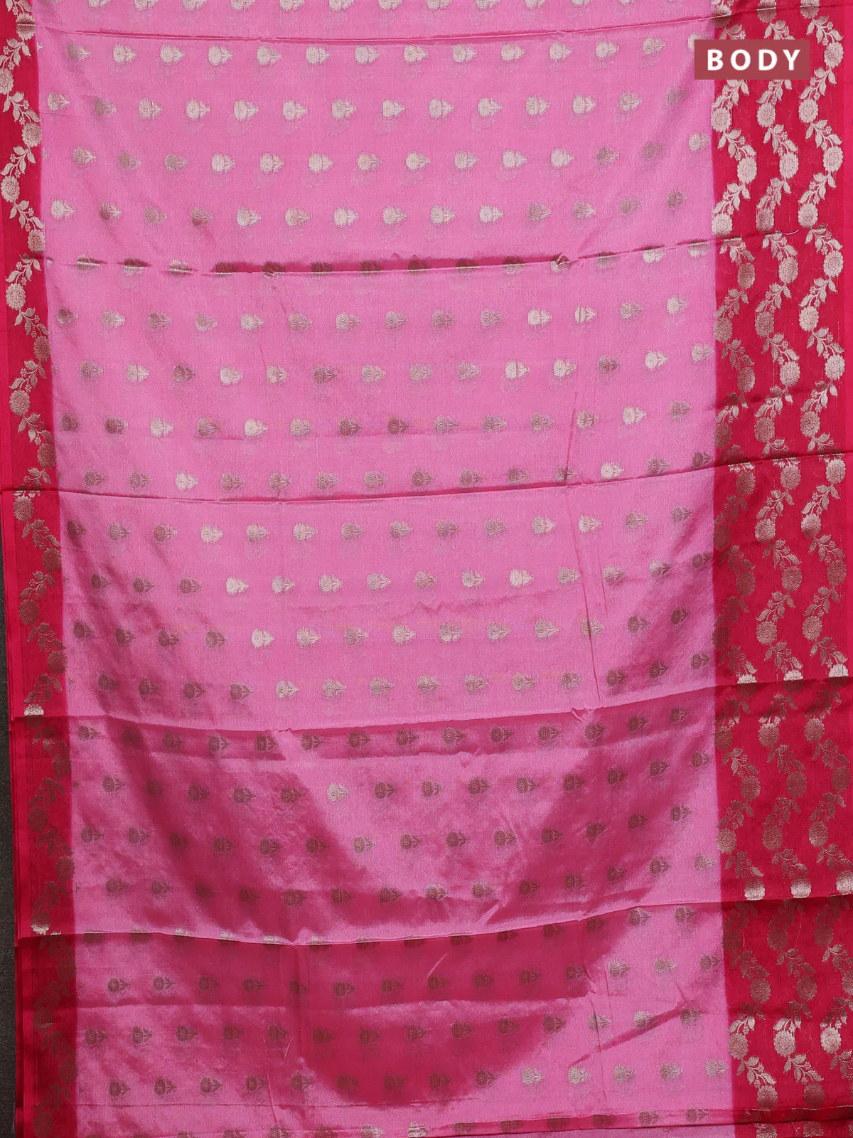 Banarasi warm silk saree light pink and pink with allover thread & zari woven buttas and zari woven border - Image 2