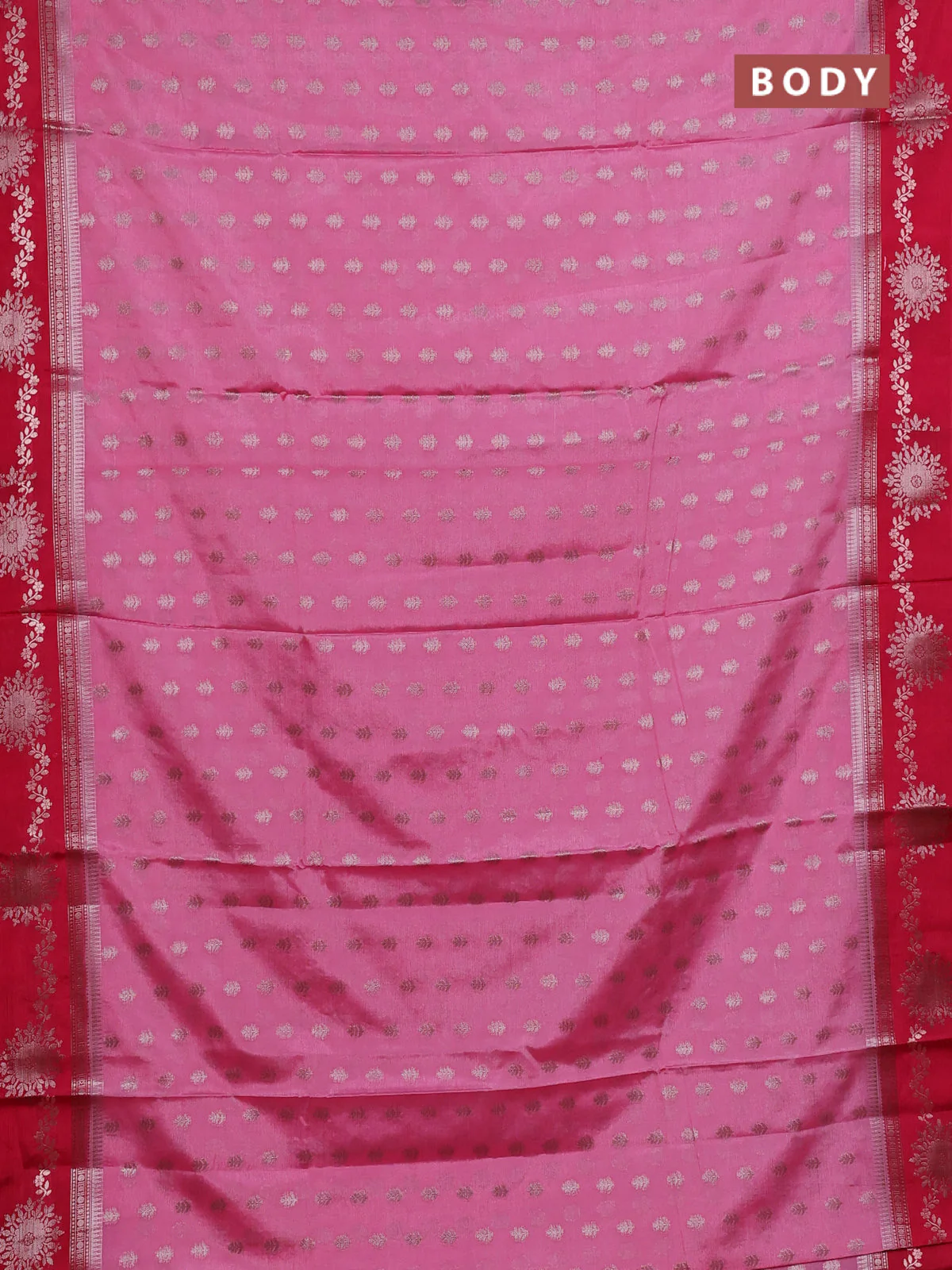 Banarasi warm silk saree light pink and pink with allover thread & zari woven buttas and zari woven border - Image 2