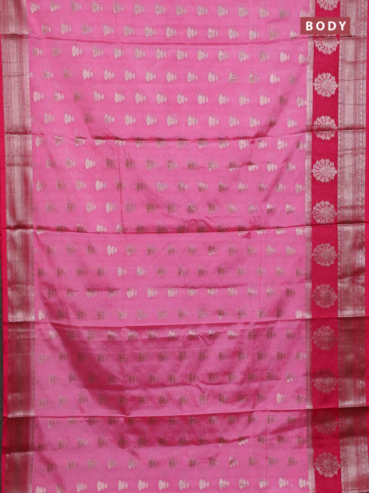 Banarasi warm silk saree light pink and pink with allover thread & zari woven buttas and zari woven border - Image 2