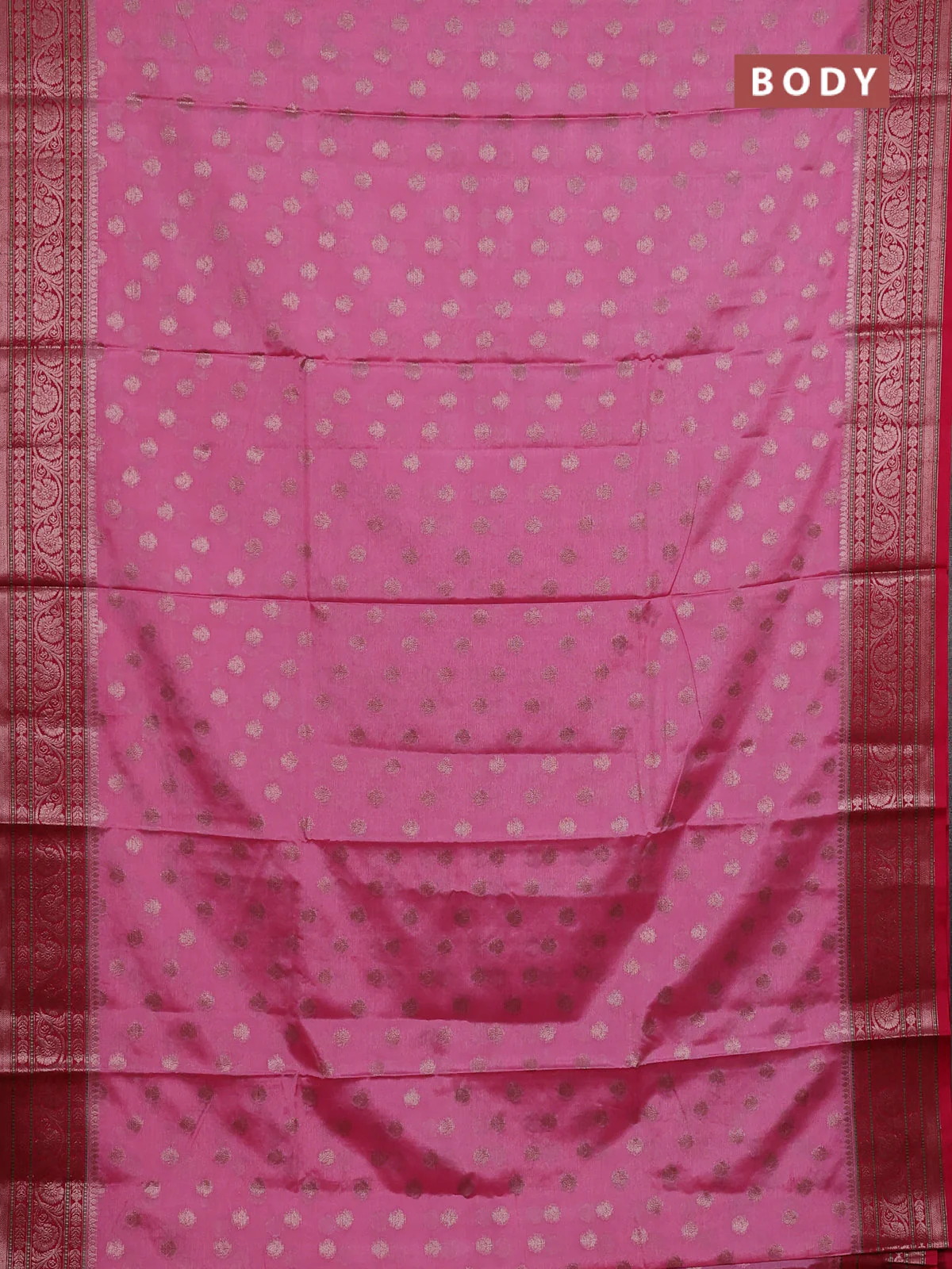 Banarasi warm silk saree light pink and pink with allover thread & zari woven buttas and zari woven border - Image 2
