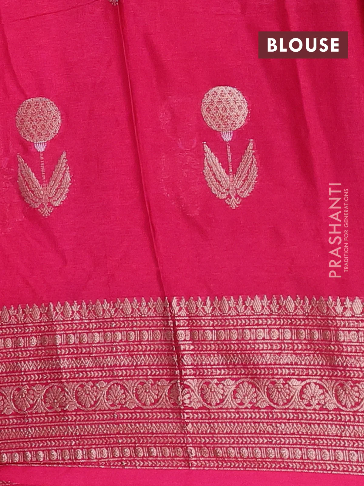 Banarasi warm silk saree light pink and pink with thread & zari woven buttas and zari woven border - Image 4