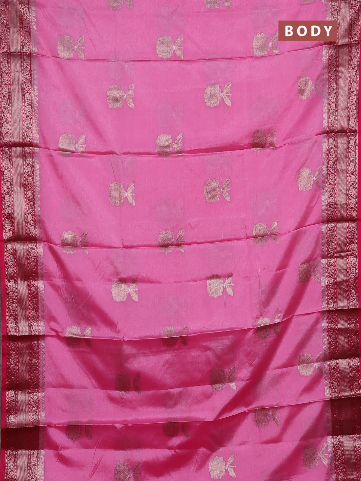 Banarasi warm silk saree light pink and pink with thread & zari woven buttas and zari woven border - Image 2
