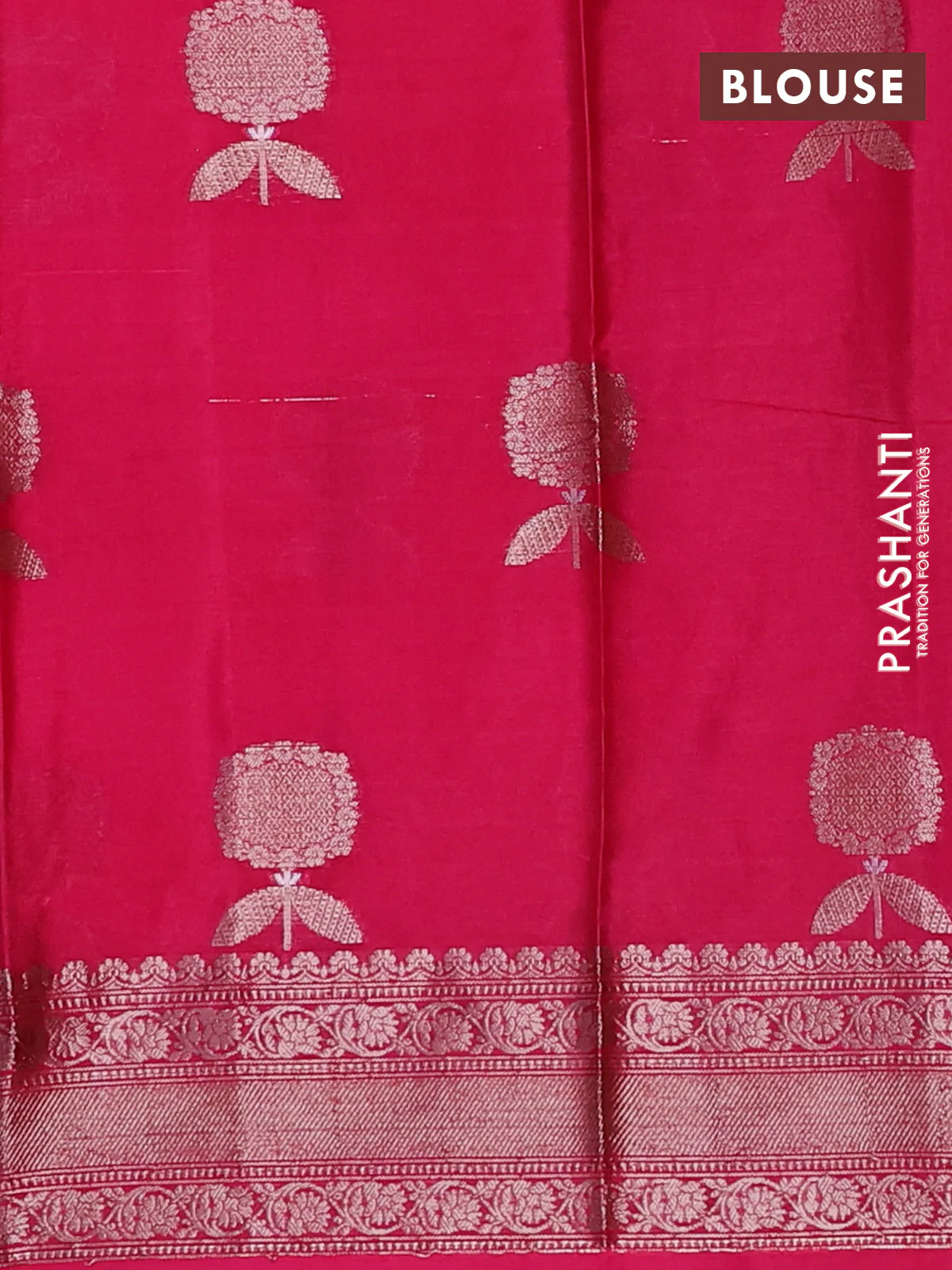 Banarasi warm silk saree light pink and pink with thread & zari woven buttas and zari woven border - Image 4