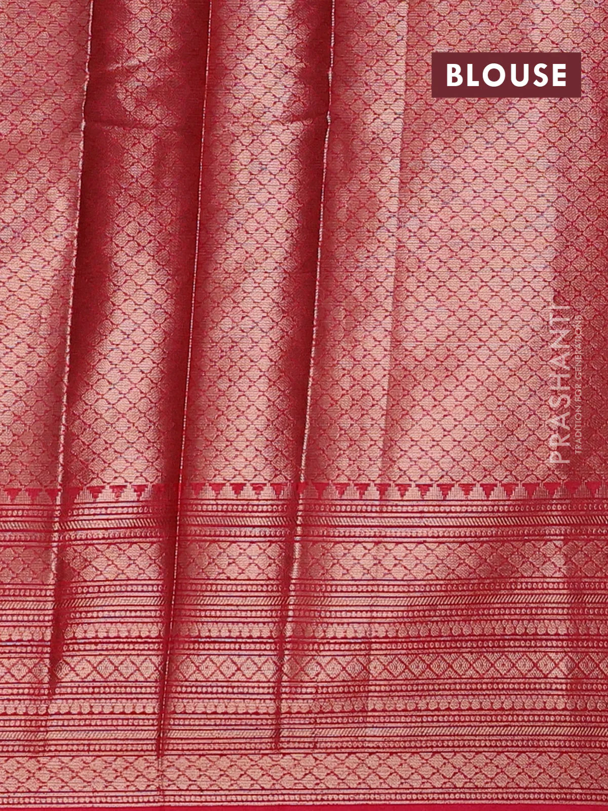 Banarasi warm silk saree light pink and red with allover thread & zari woven buttas and zari woven border - Image 4