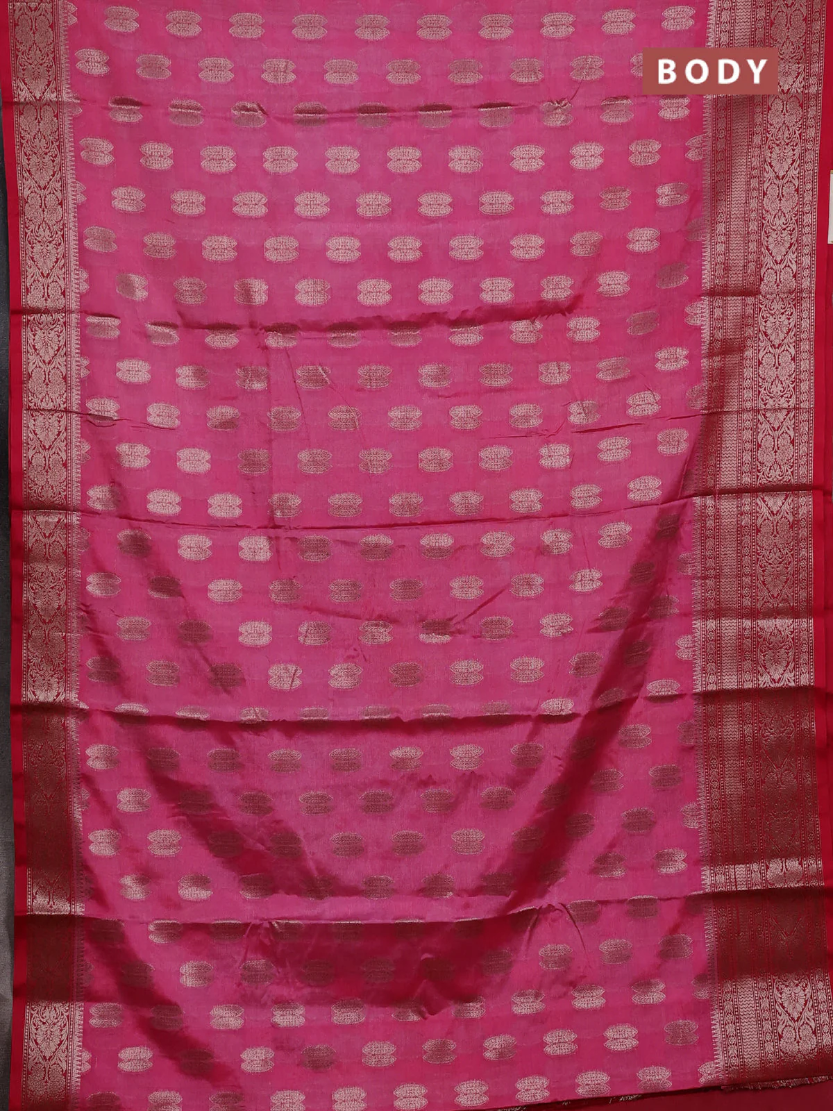 Banarasi warm silk saree light pink and red with allover thread & zari woven buttas and zari woven border - Image 2
