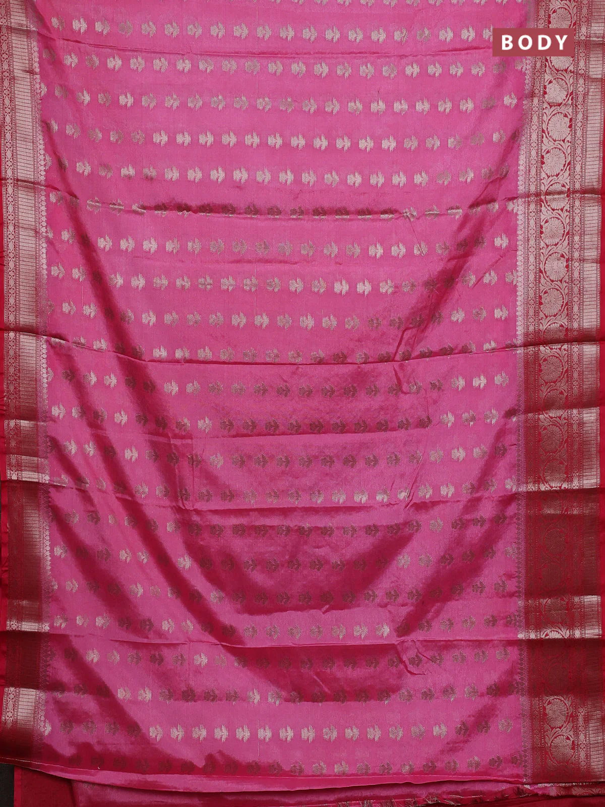 Banarasi warm silk saree light pink and red with allover thread & zari woven buttas and zari woven border - Image 2