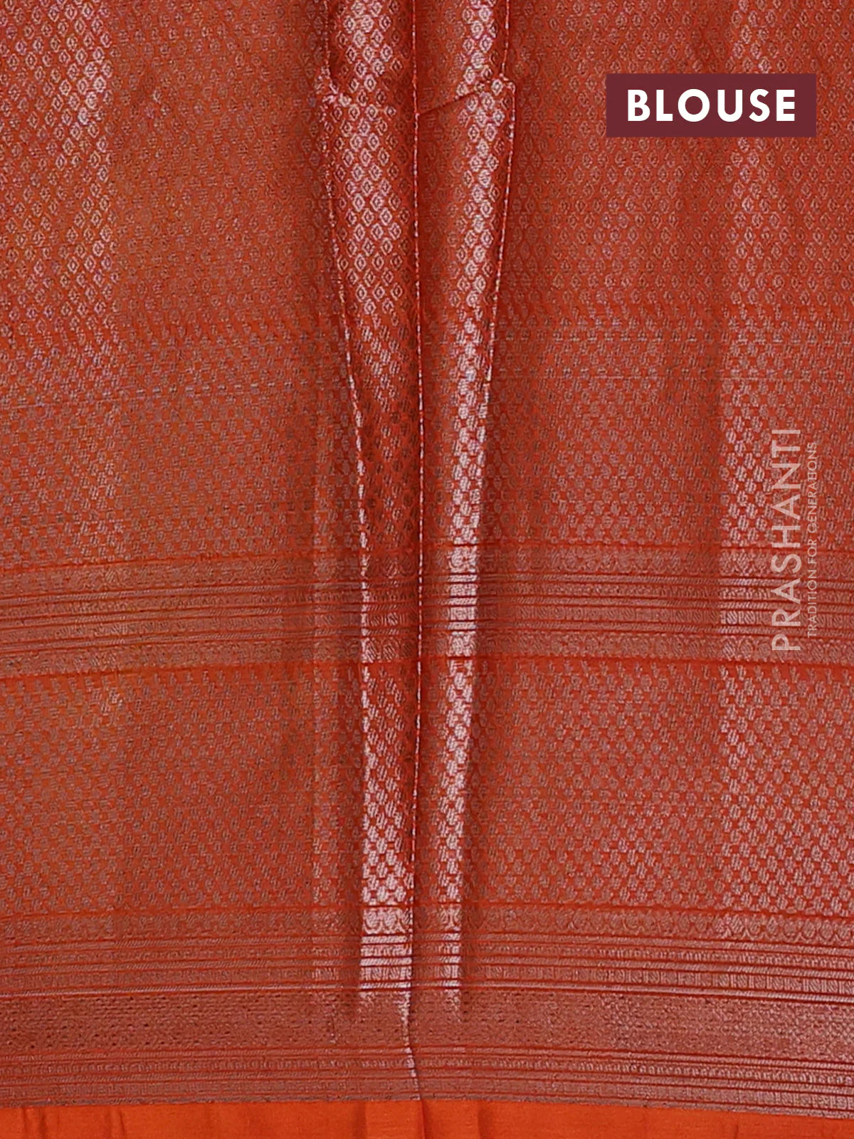 Banarasi warm silk saree lime green and orange with allover thread & zari woen buttas and zari woven border - Image 4