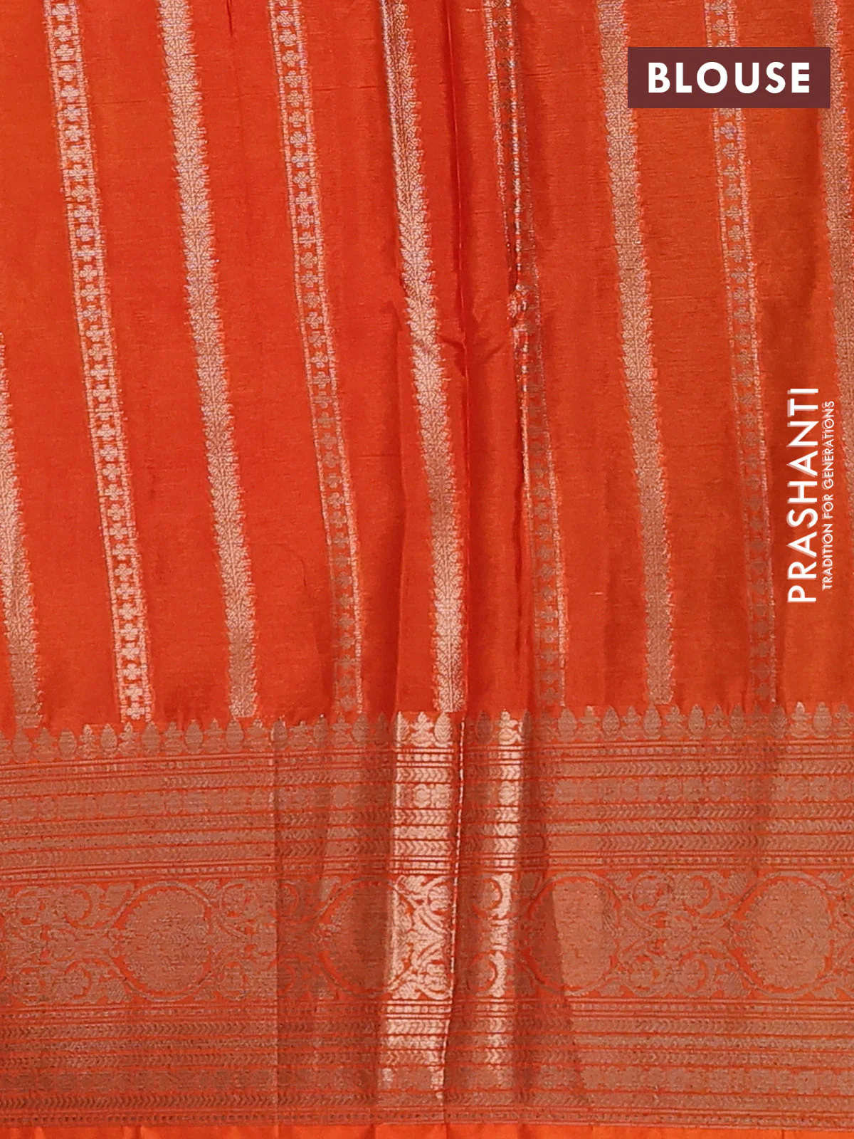 Banarasi warm silk saree lime yellow and orange with allover thread & zari woven buttas and zari woven border - Image 4