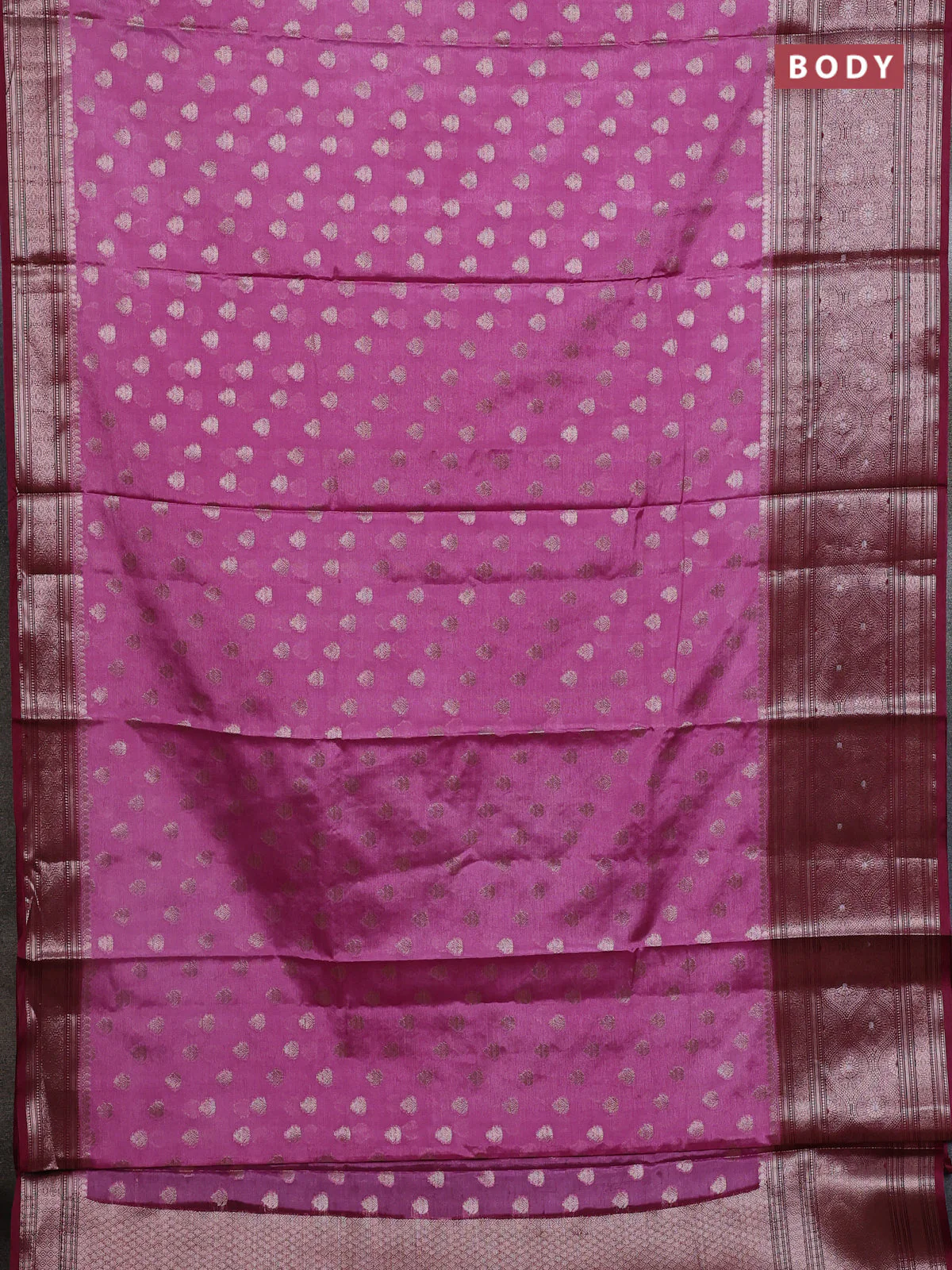 Banarasi warm silk saree mauve pink and deep maroon with allover thread & zari woven buttas and zari woven border - Image 2