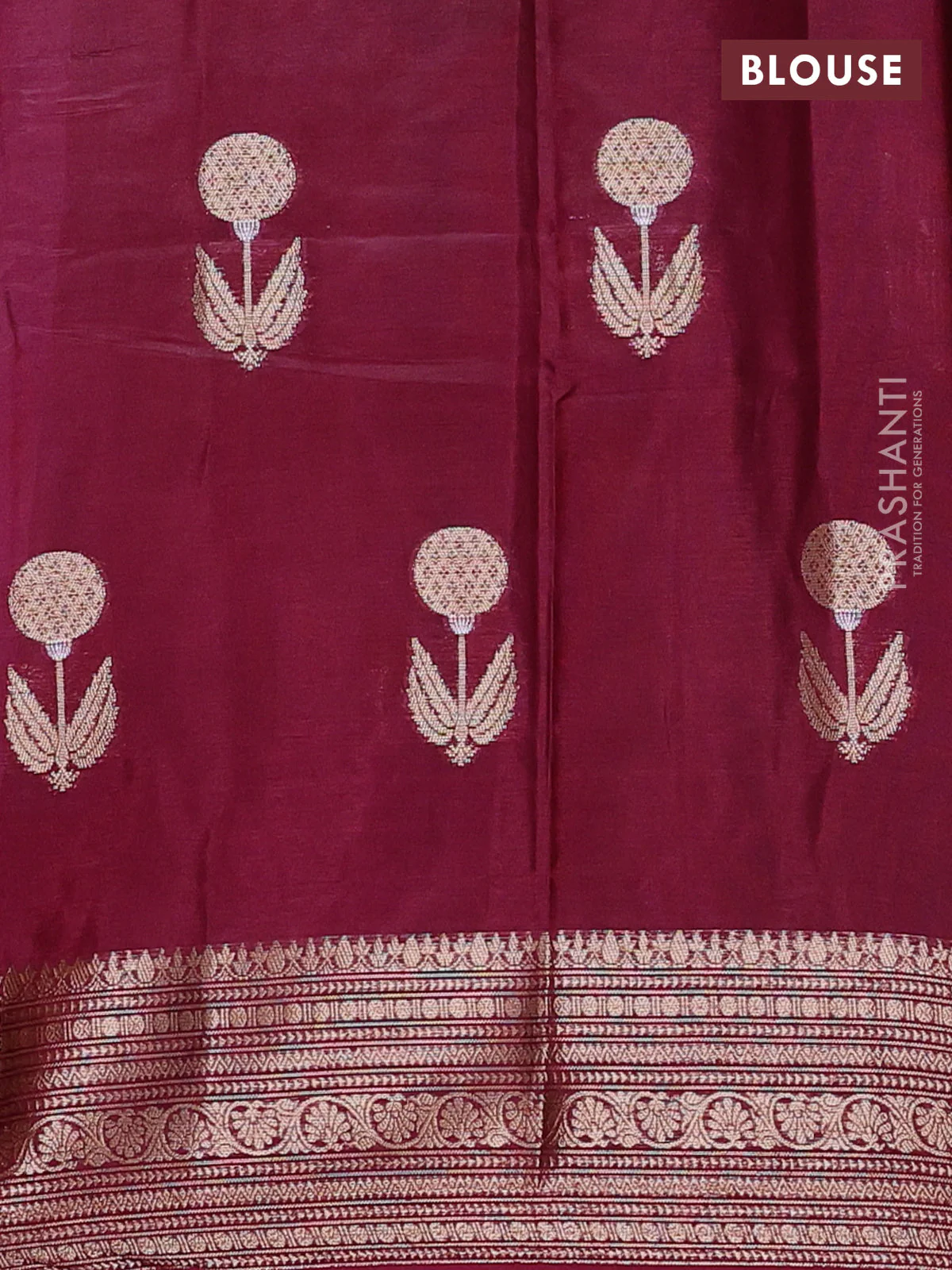 Banarasi warm silk saree mauve pink and deep maroon with thread & zari woven buttas and zari woven border - Image 4