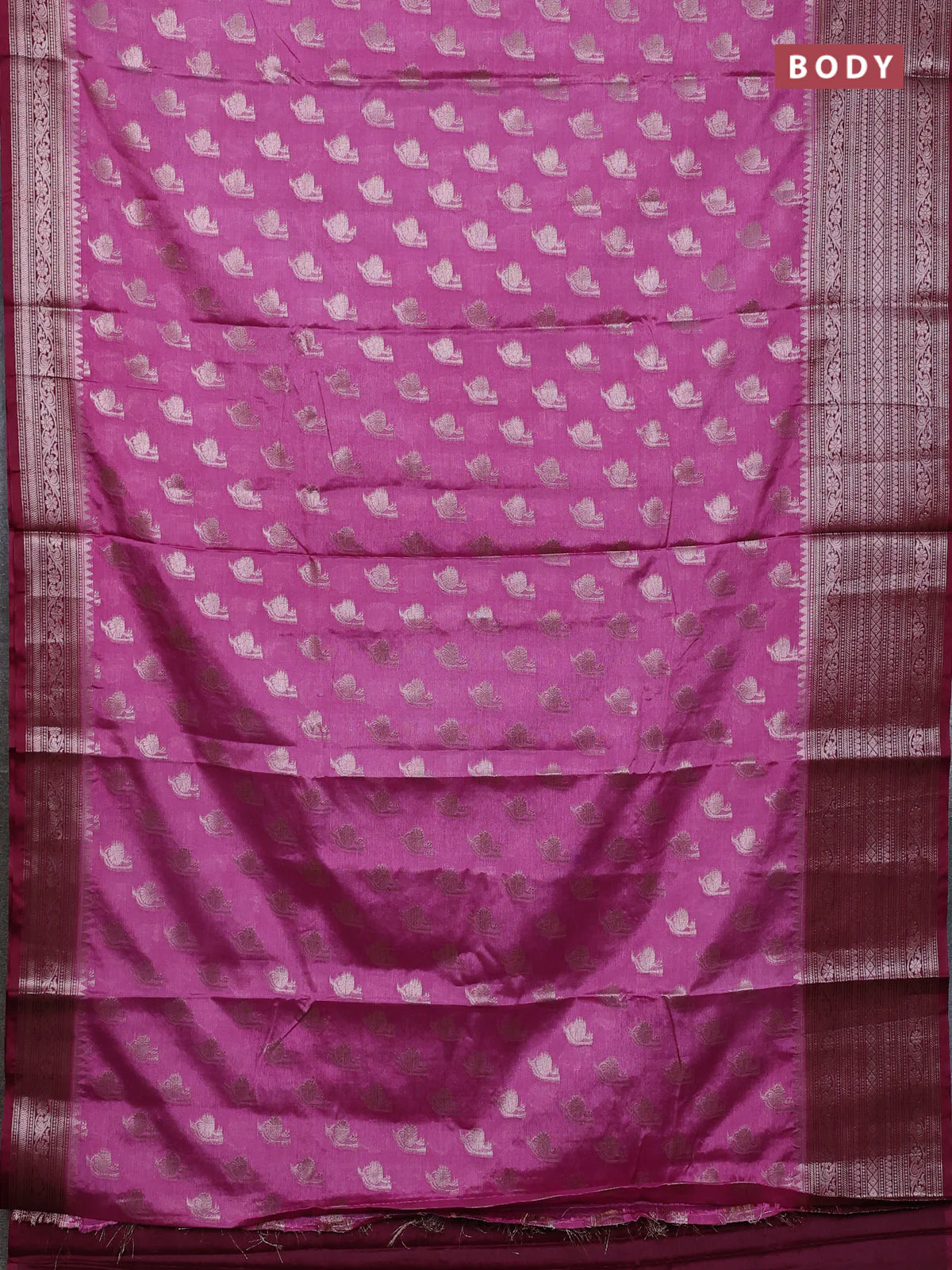 Banarasi warm silk saree mauve pink and wine shade with allover thread & zari woven buttas and zari woven border - Image 2