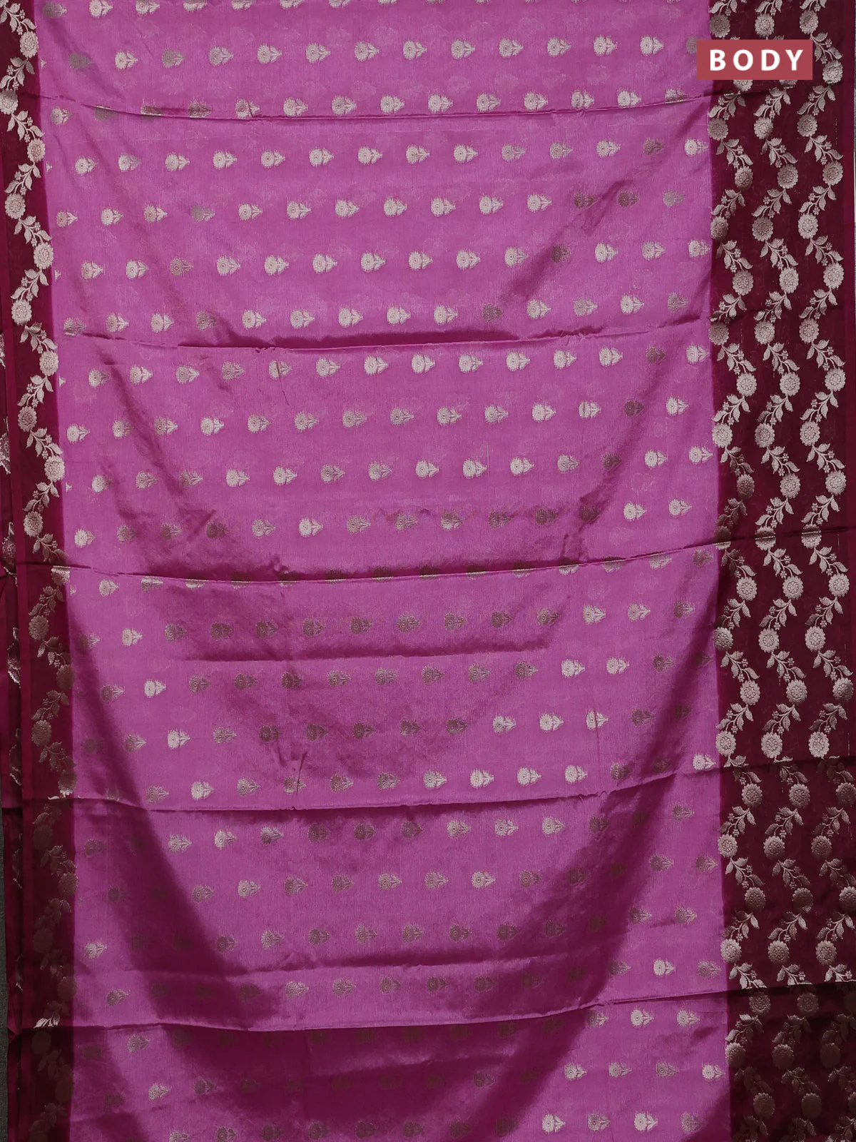 Banarasi warm silk saree mauve pink and wine shade with allover thread & zari woven buttas and zari woven border - Image 2