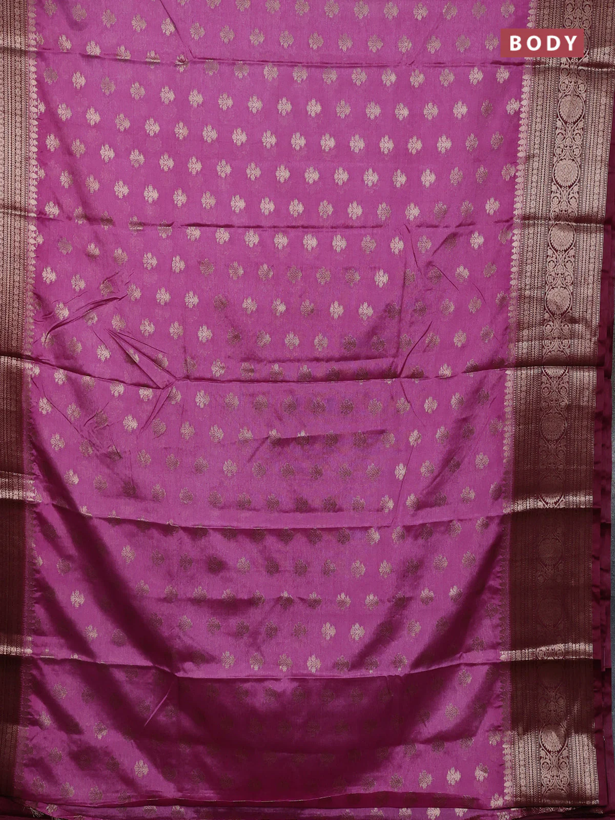 Banarasi warm silk saree mauve pink and wine shade with allover thread & zari woven buttas and zari woven border - Image 2