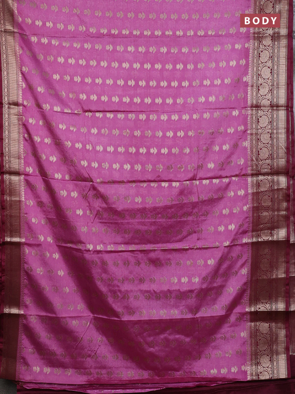 Banarasi warm silk saree mauve pink and wine shade with allover thread & zari woven buttas and zari woven border - Image 2