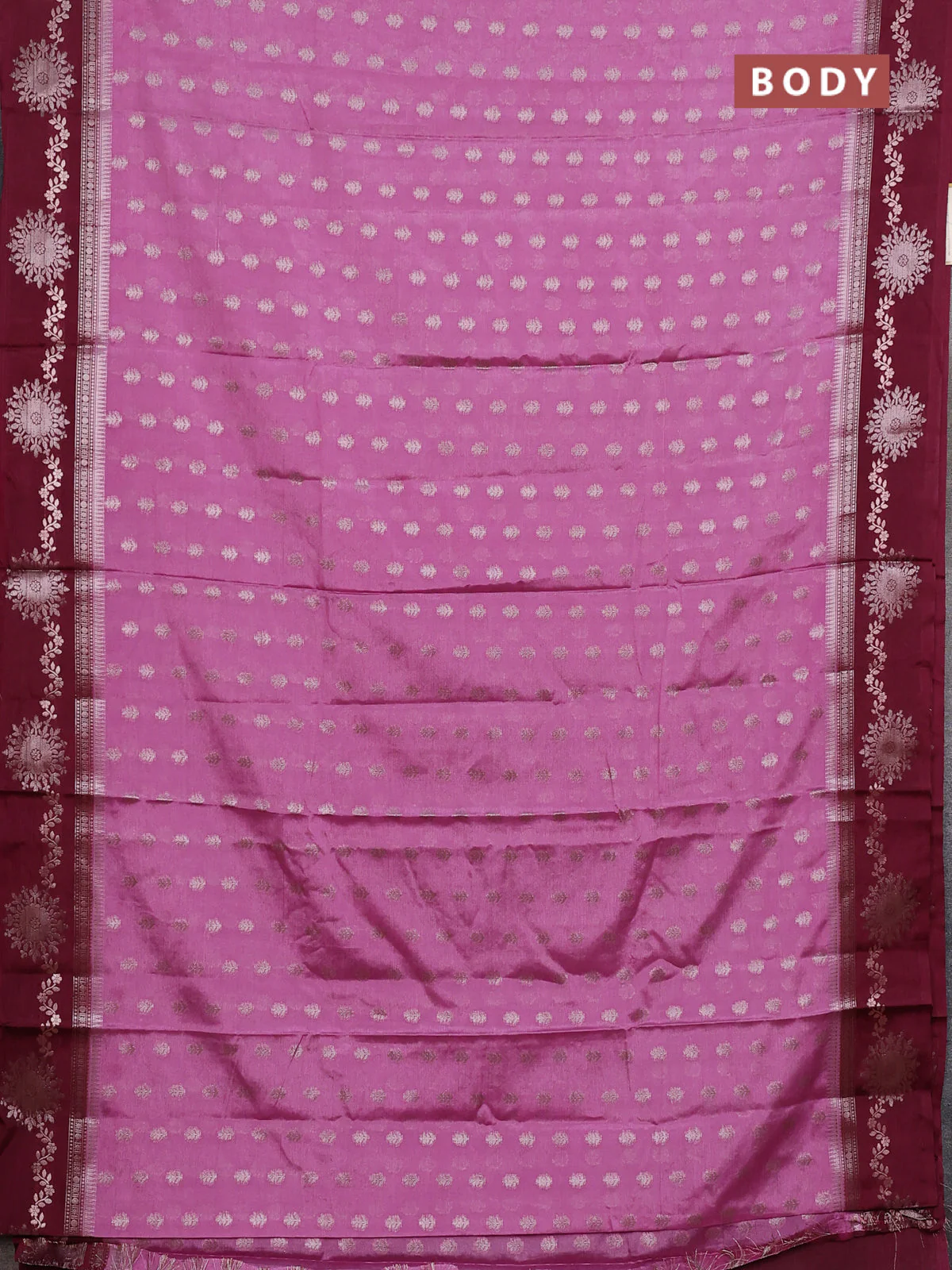 Banarasi warm silk saree mauve pink and wine shade with allover thread & zari woven buttas and zari woven border - Image 2