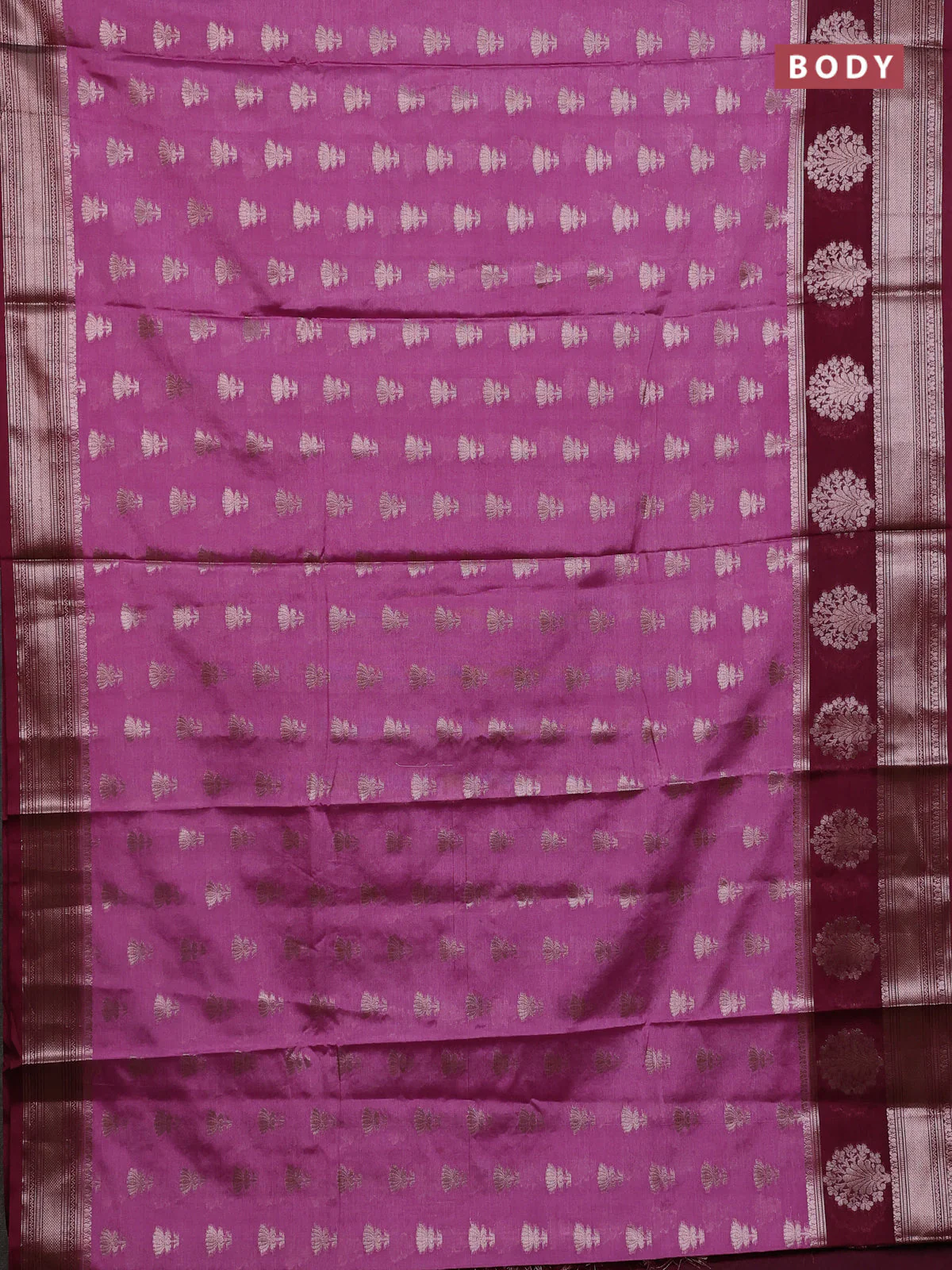Banarasi warm silk saree mauve pink and wine shade with allover thread & zari woven buttas and zari woven border - Image 2