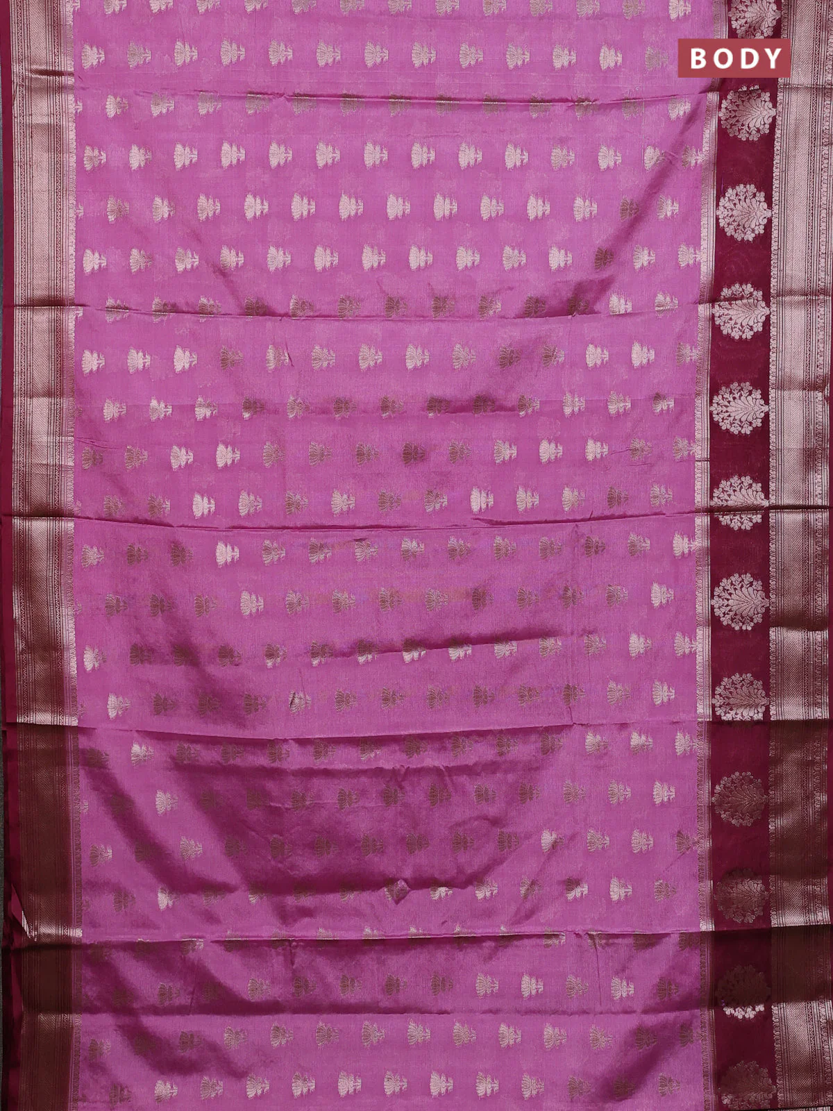 Banarasi warm silk saree mauve pink and wine shade with allover thread & zari woven buttas and zari woven border - Image 2