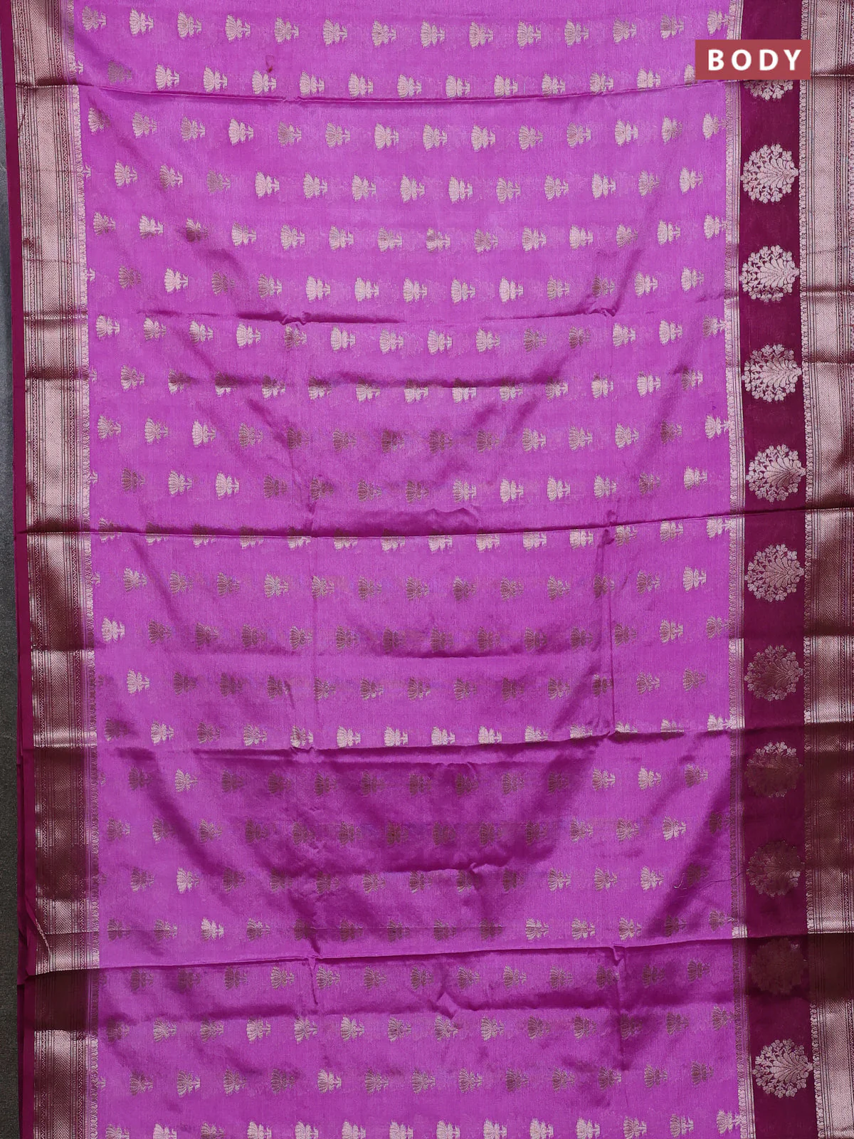 Banarasi warm silk saree mild lavender and wine shade with allover thread & zari woven buttas and zari woven border - Image 2