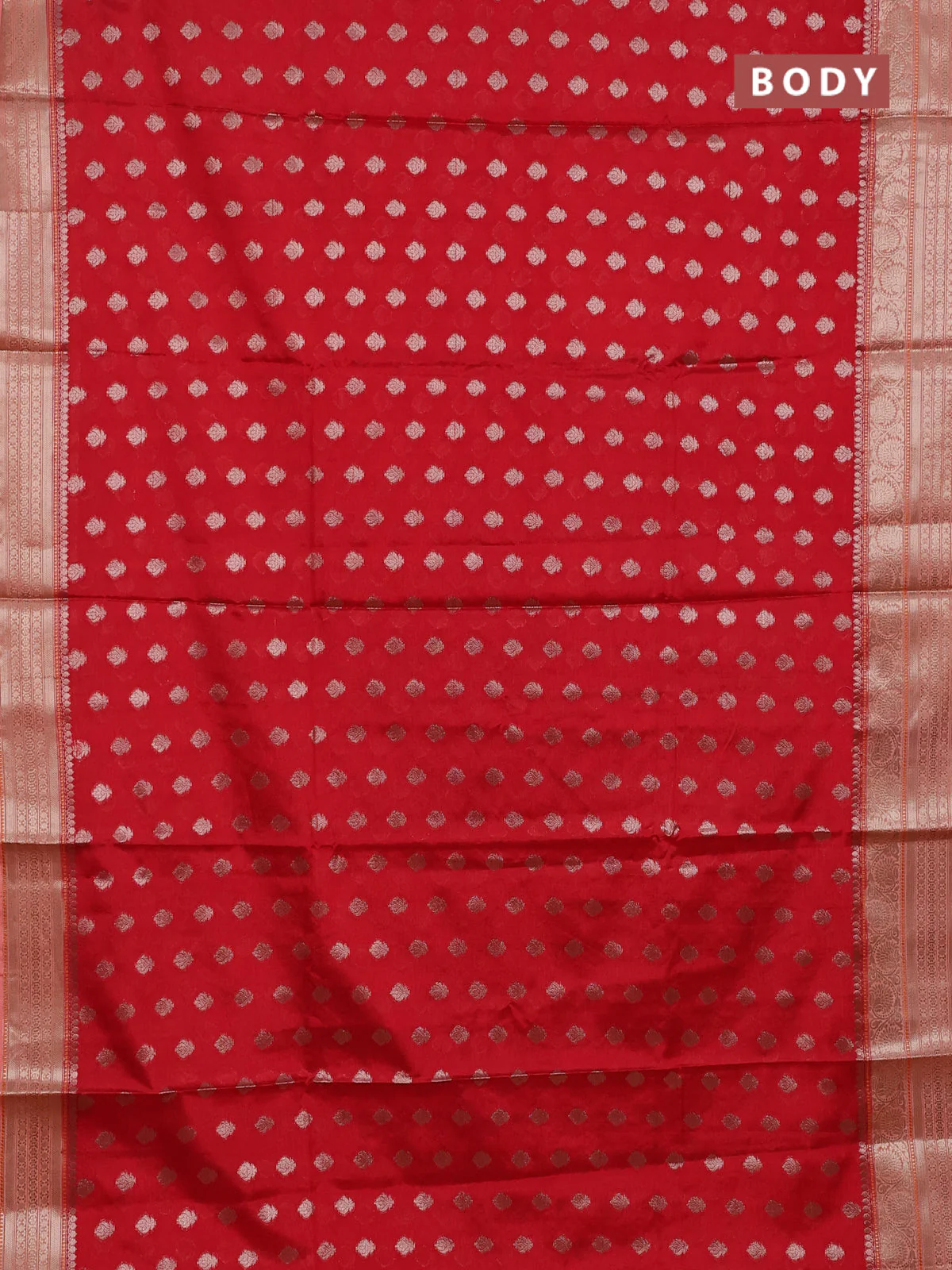 Banarasi warm silk saree orange and peach orange with allover thread & zari woven buttas and zari woven border - Image 2
