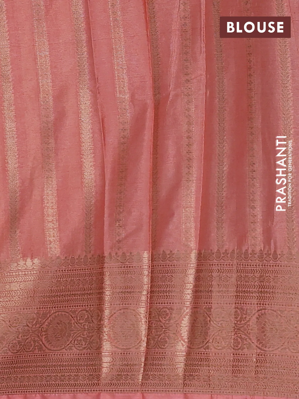 Banarasi warm silk saree orange and peach orange with allover thread & zari woven buttas and zari woven border - Image 4