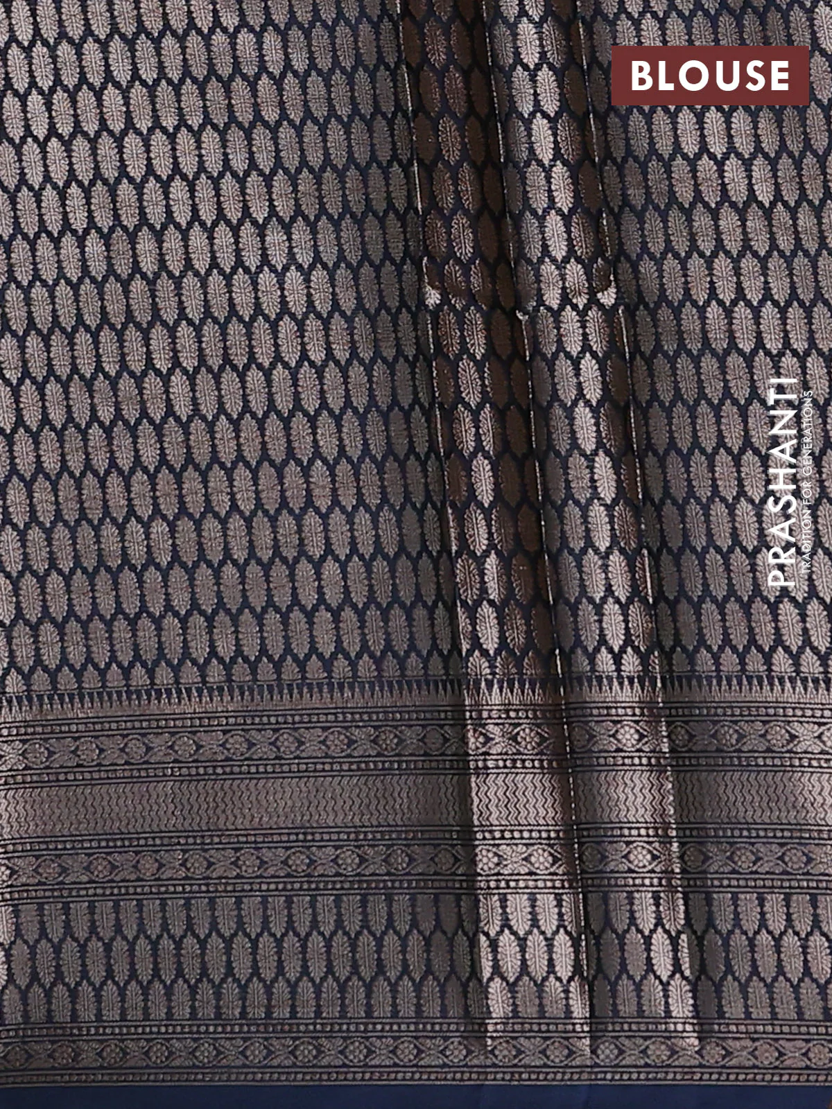 Banarasi warm silk saree pastel blue and peacock blue with allover thread & zari woven buttas and zari woven border - Image 4