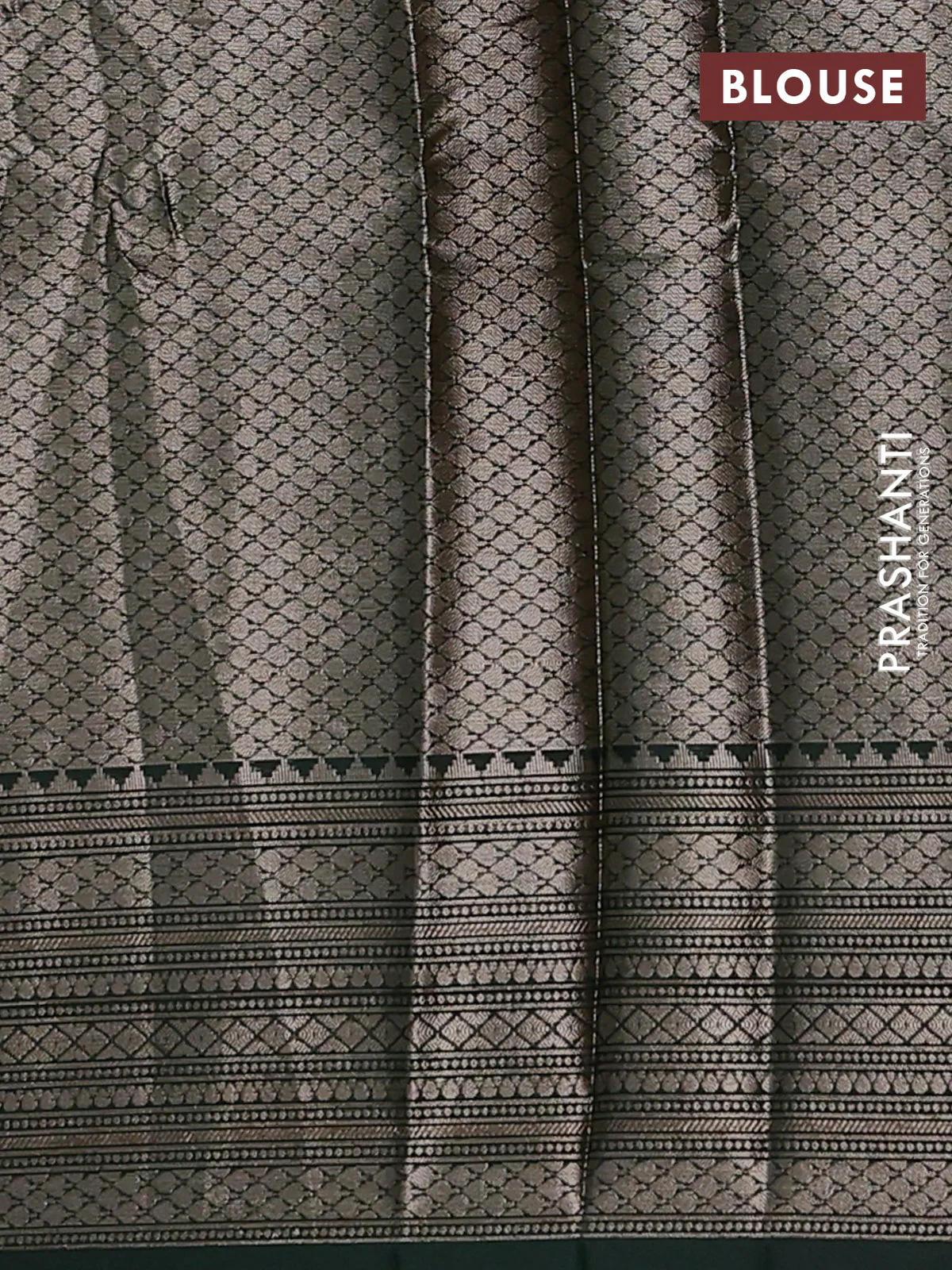 Banarasi warm silk saree pastel green and bottle green with allover thread & zari woven buttas and zari woven border - Image 4