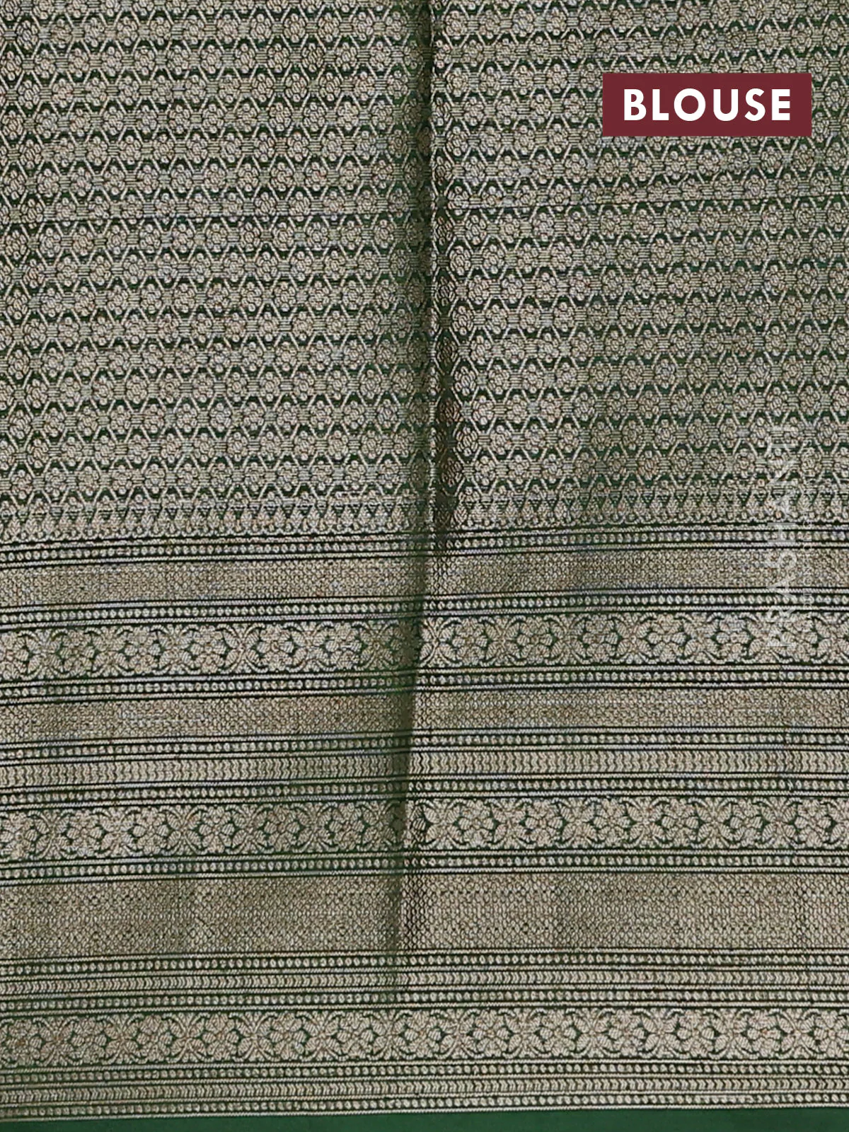 Banarasi warm silk saree pastel green and green with allover thread & zari checked pattern and long zari woven border - Image 9