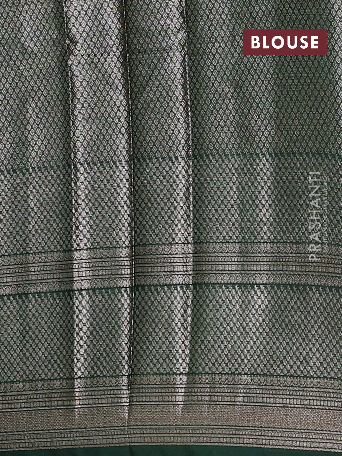 Banarasi warm silk saree pastel green and green with allover thread & zari woen buttas and zari woven border - Image 4