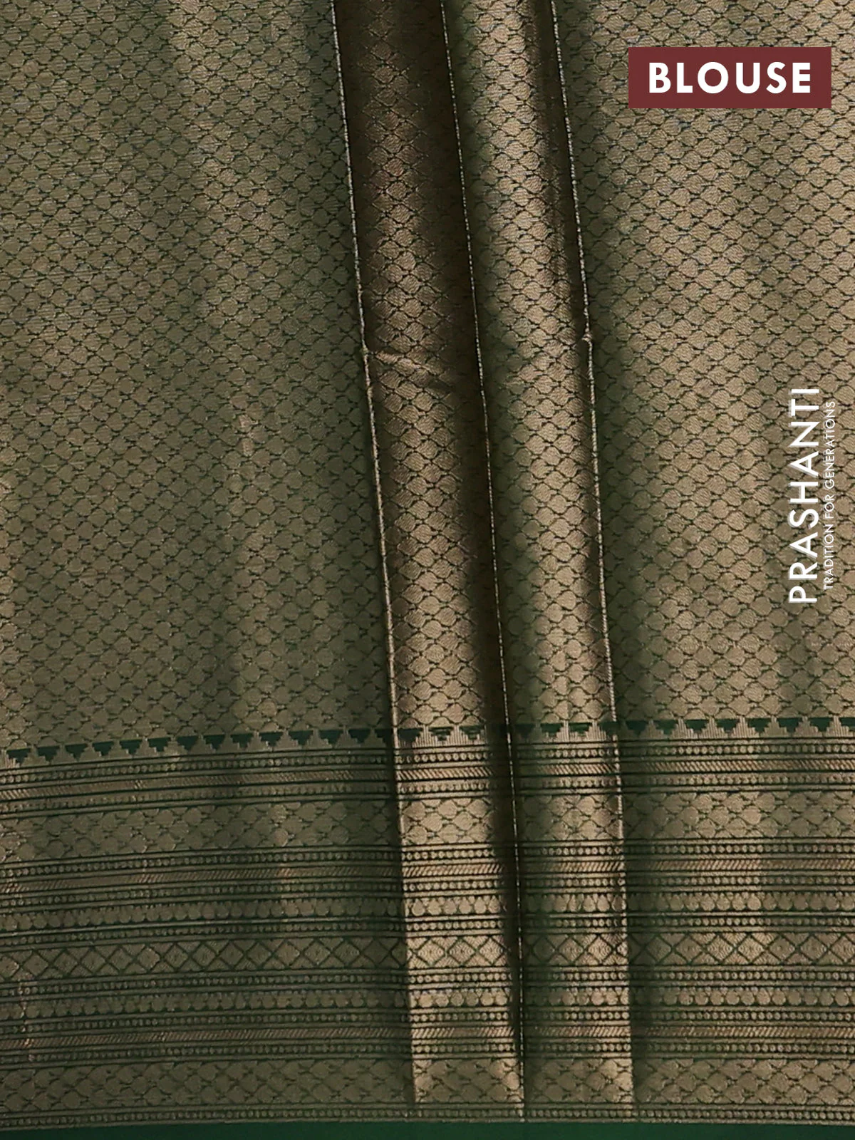 Banarasi warm silk saree pastel green and green with allover thread & zari woven buttas and zari woven border - Image 4