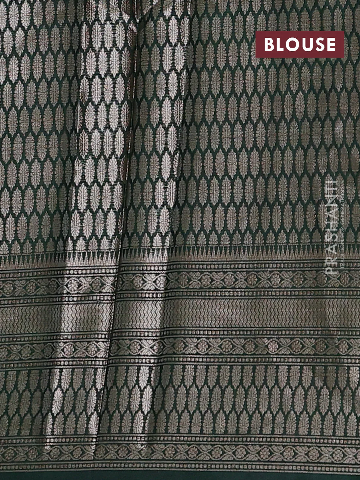 Banarasi warm silk saree pastel green and green with allover thread & zari woven buttas and zari woven border - Image 4