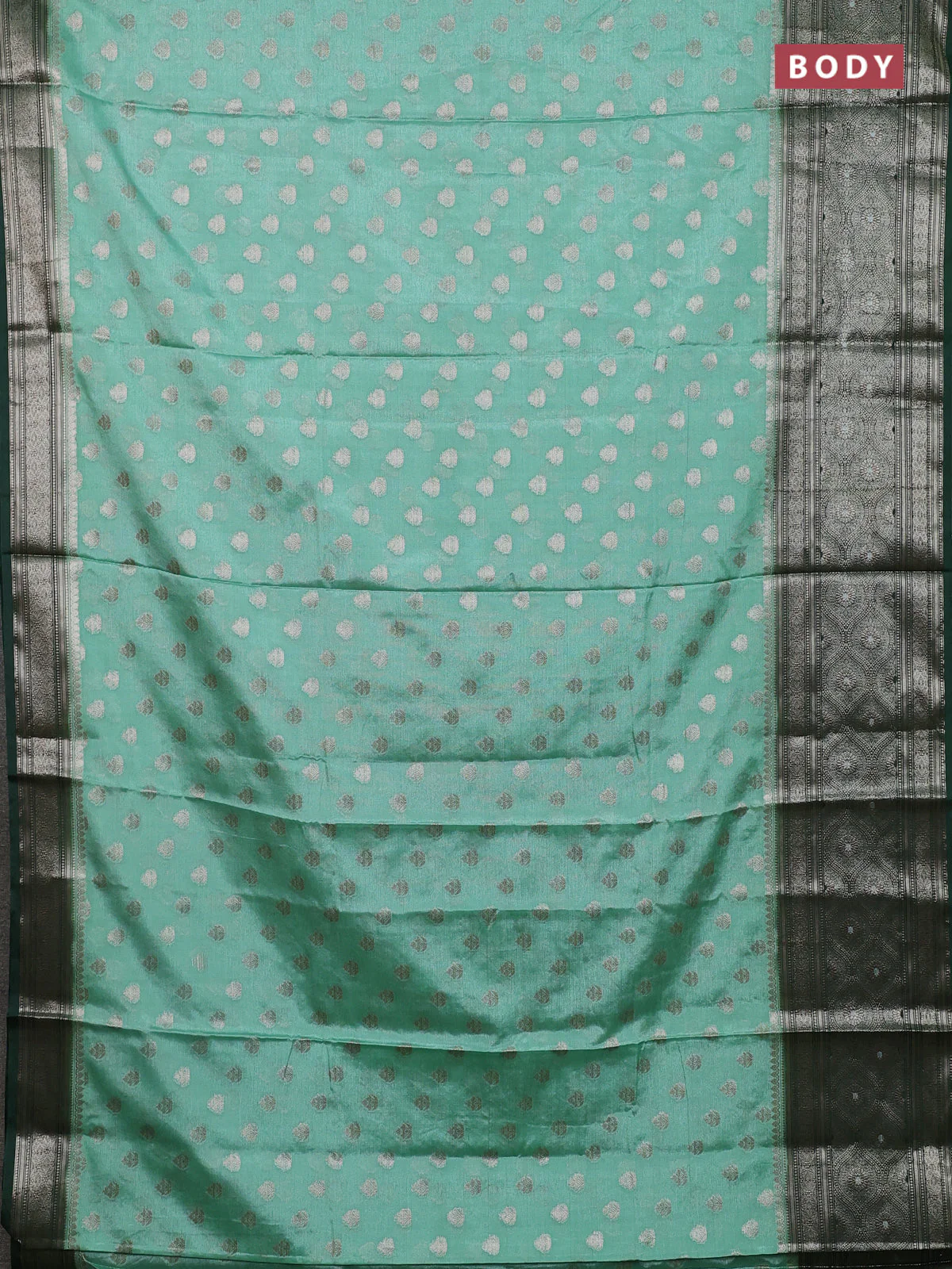 Banarasi warm silk saree pastel green and green with allover thread & zari woven buttas and zari woven border - Image 2
