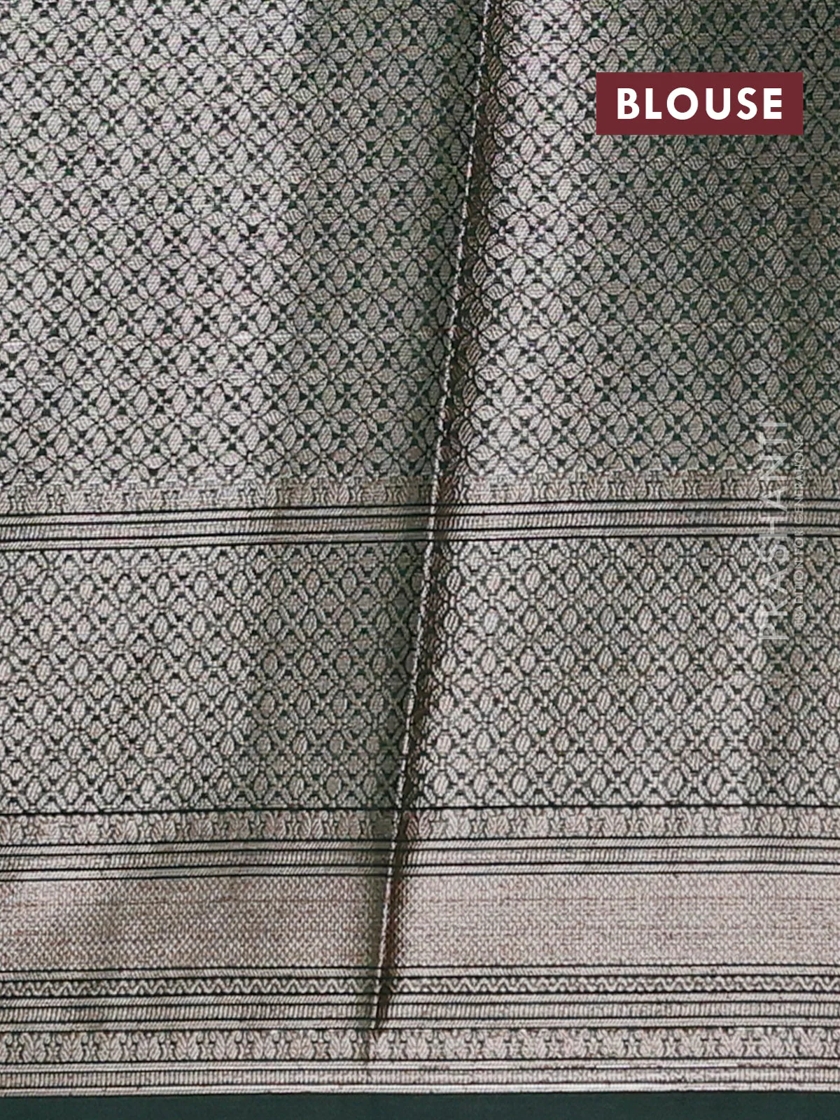 Banarasi warm silk saree pastel green and green with allover thread & zari woven buttas and zari woven border - Image 4