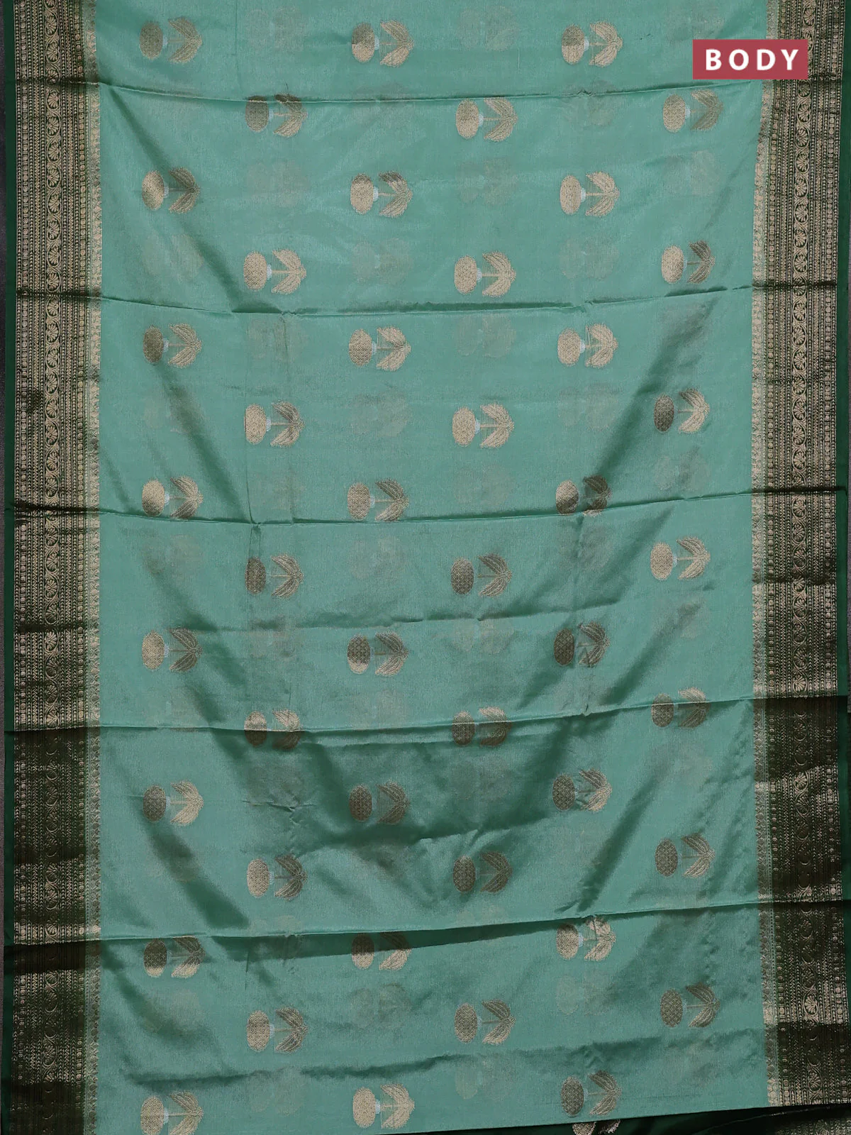 Banarasi warm silk saree pastel green and green with thread & zari woven buttas and zari woven border - Image 2