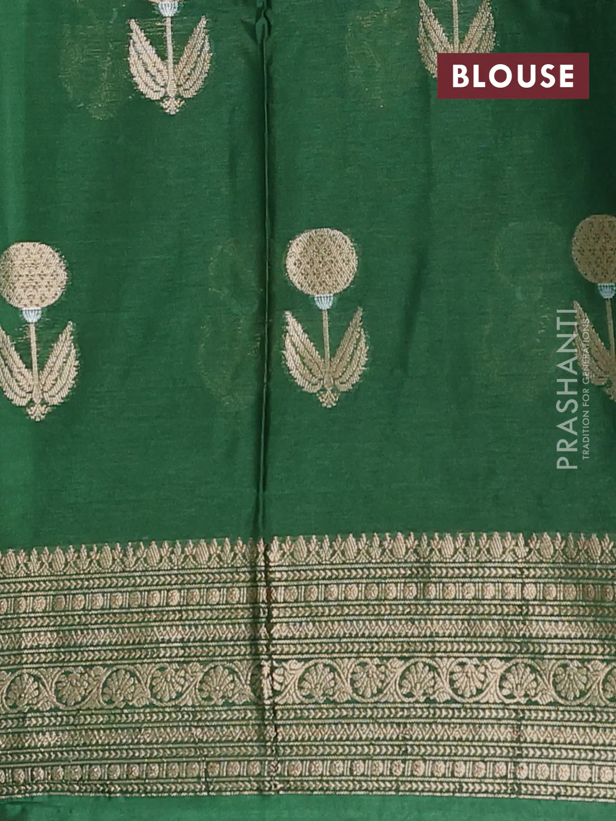 Banarasi warm silk saree pastel green and green with thread & zari woven buttas and zari woven border - Image 4