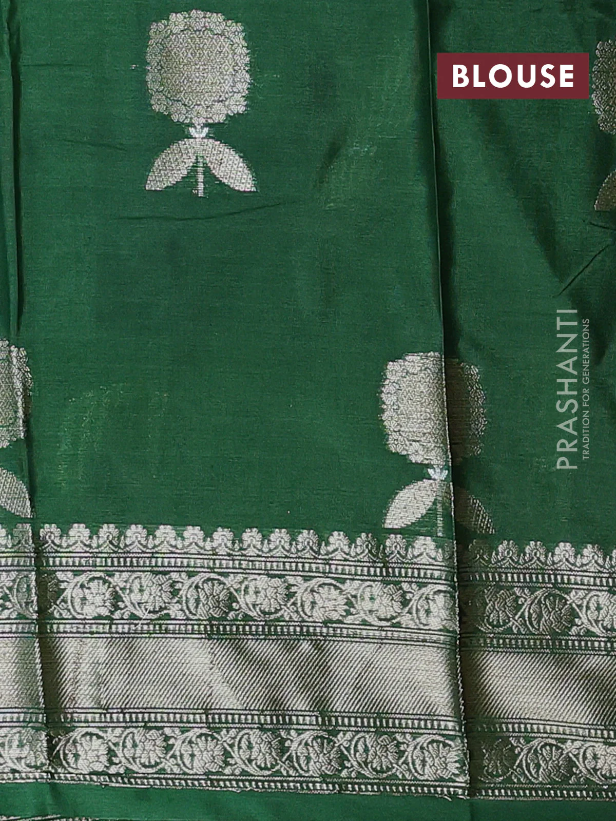 Banarasi warm silk saree pastel green and green with thread & zari woven buttas and zari woven border - Image 4
