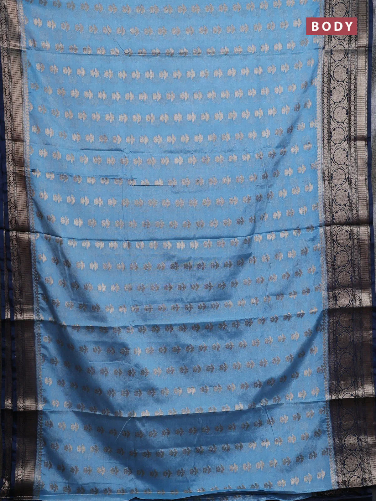 Banarasi warm silk saree pastel plue and peacock blue with allover thread & zari woven buttas and zari woven border - Image 2