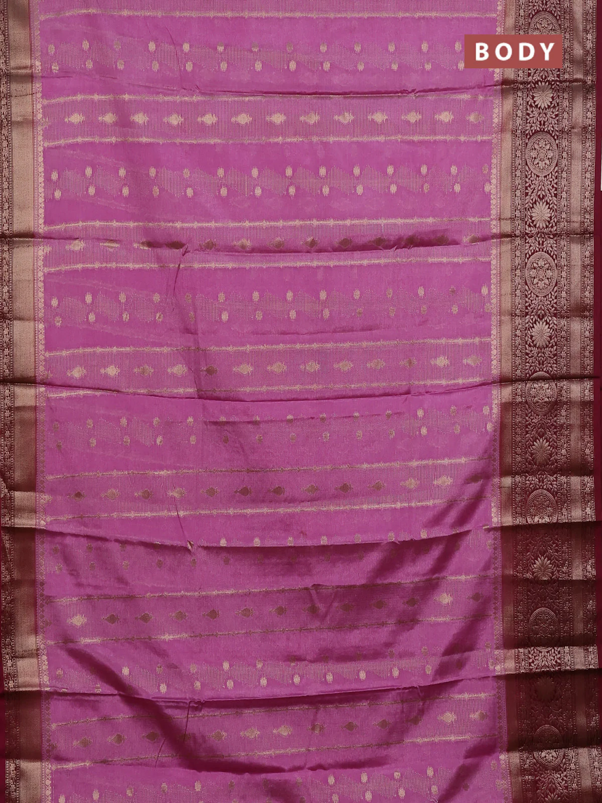 Banarasi warm silk saree pastel purple and deep wine shade with allover thread & zari weaves pattern and zari woven border - Image 2