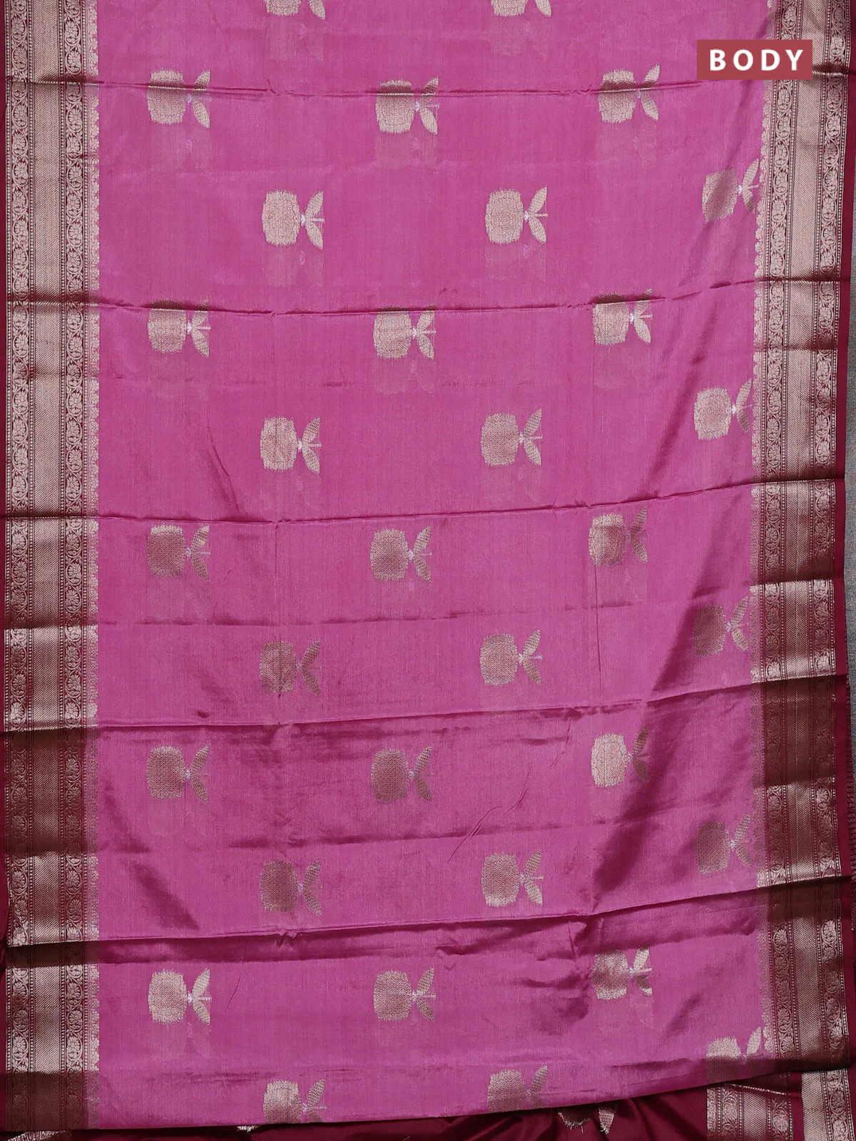 Banarasi warm silk saree pastel purple and deep wine shade with thread & zari woven buttas and zari woven border - Image 2