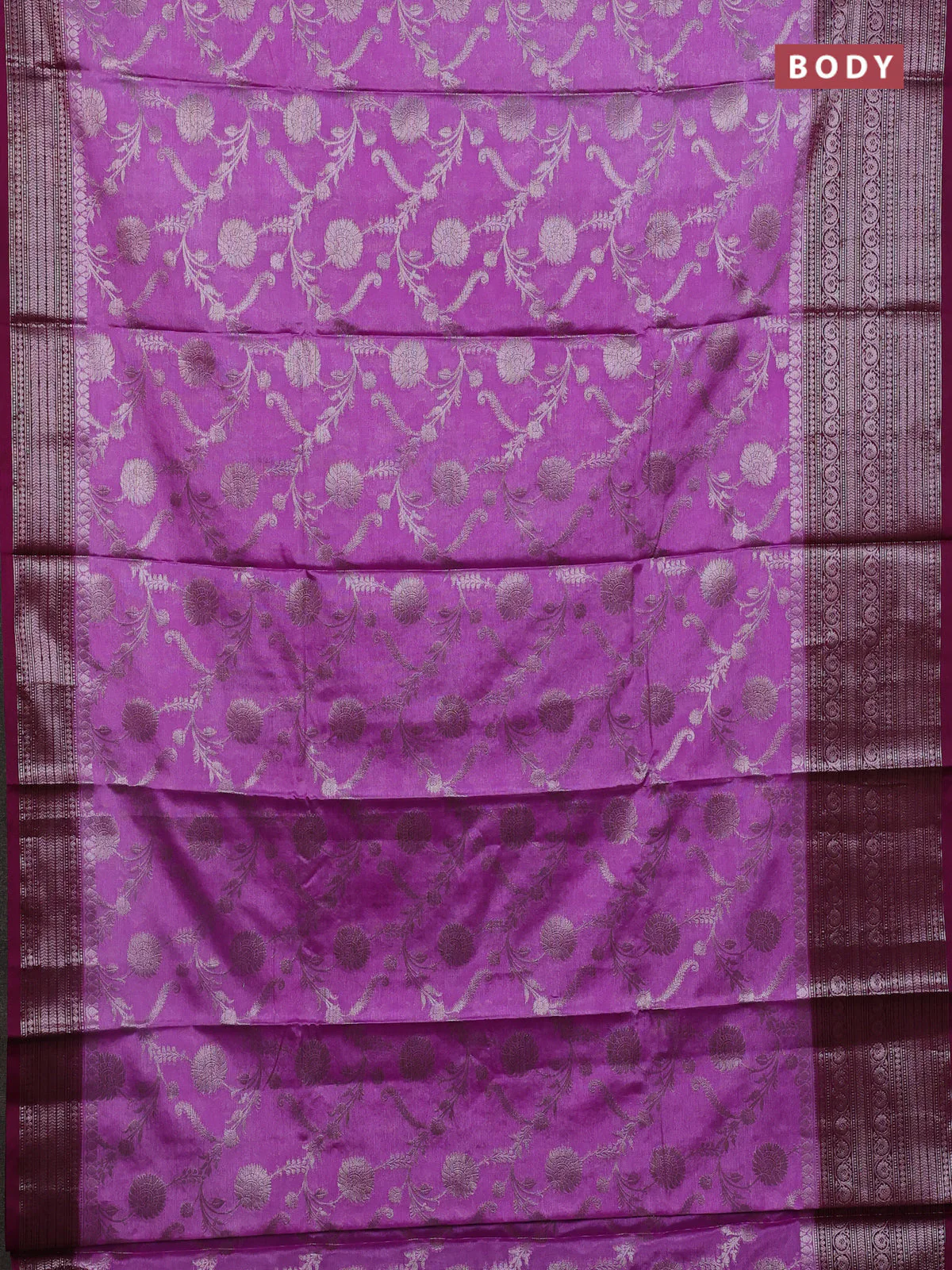Banarasi warm silk saree pastel purple and wine shade with allover thread & zari weaves pattern and zari woven border - Image 2