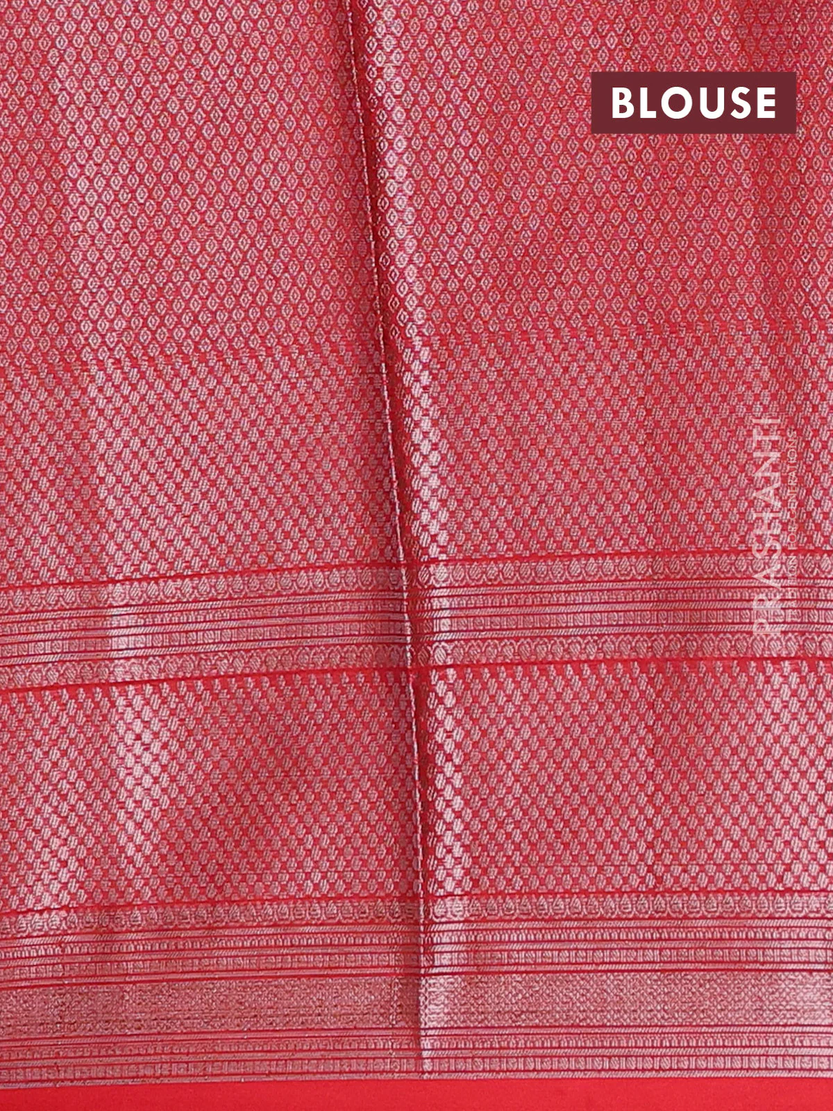 Banarasi warm silk saree peach orange and red with allover thread & zari woen buttas and zari woven border - Image 4