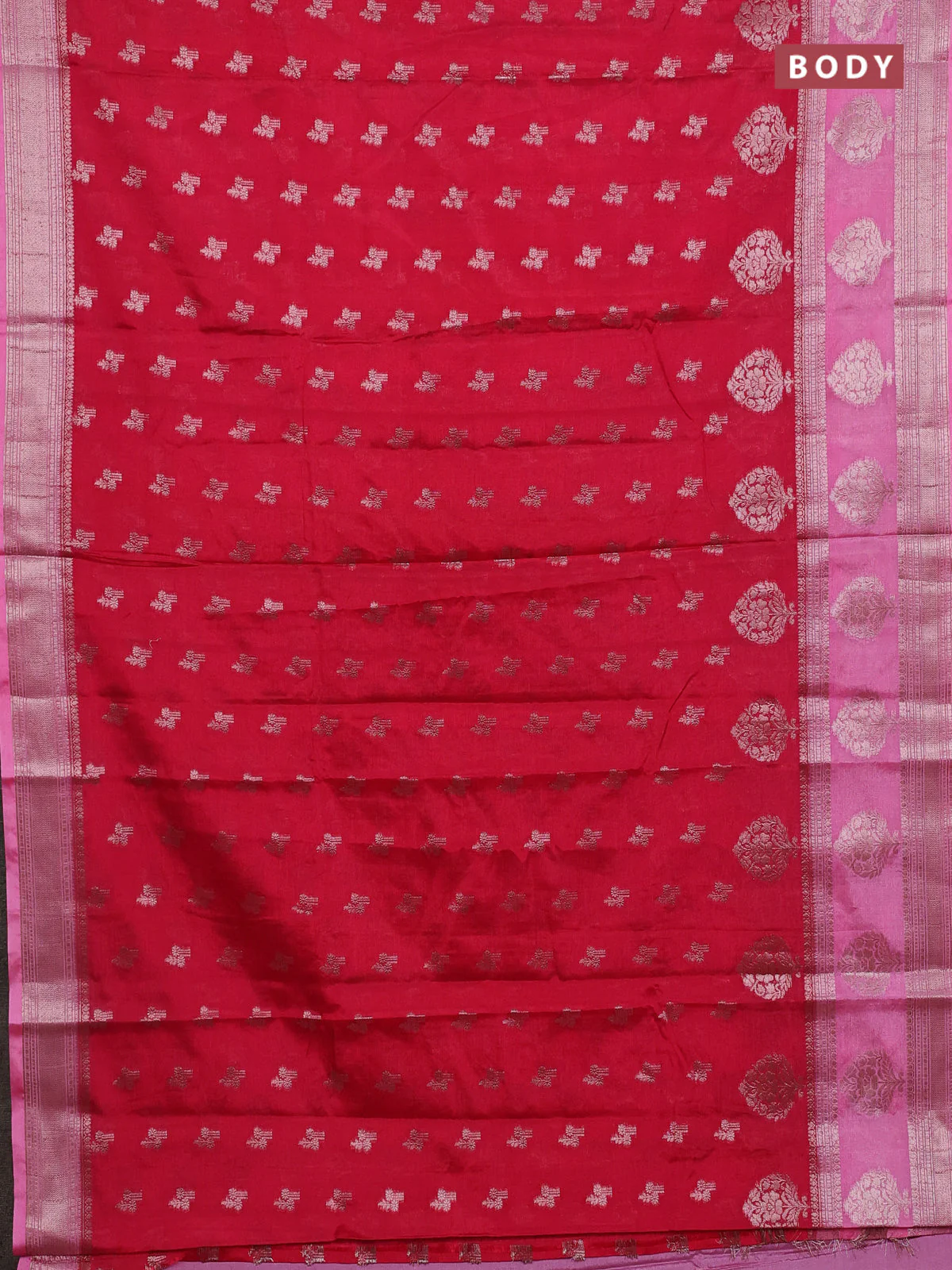 Banarasi warm silk saree pink and light pink with allover thread & zari woen buttas and zari woven border - Image 2