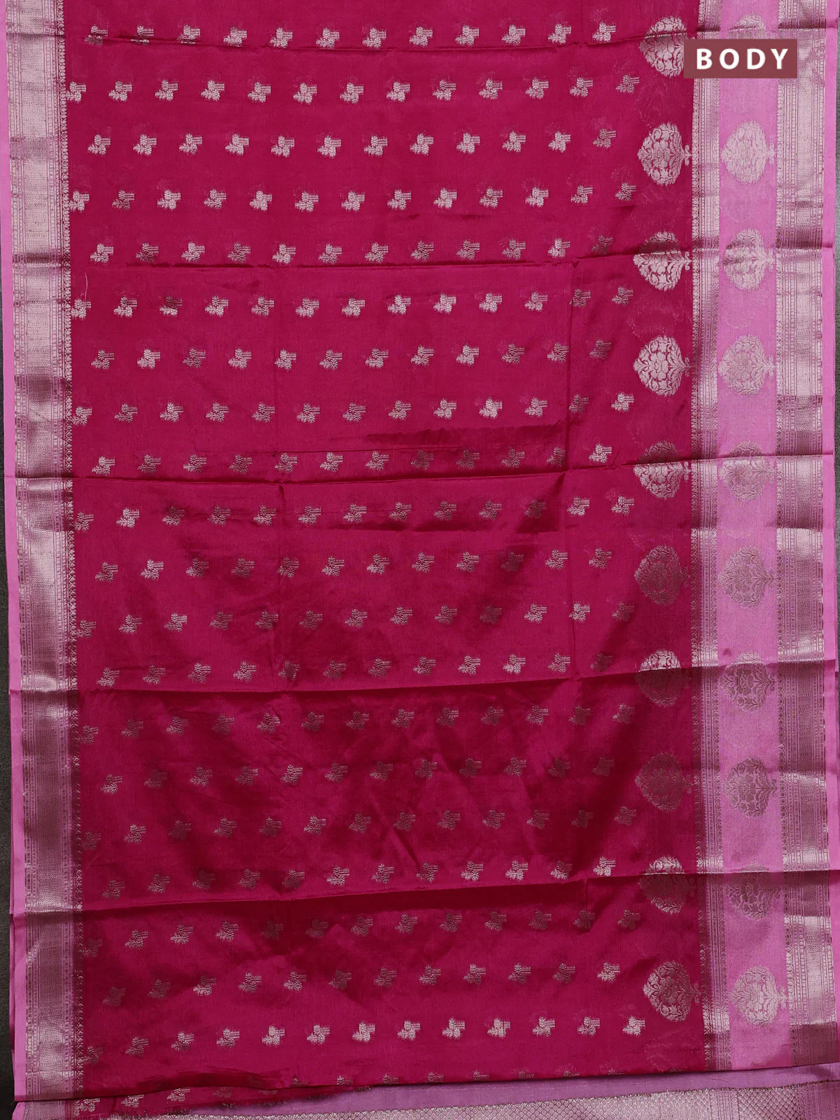 Banarasi warm silk saree pink and light pink with allover thread & zari woen buttas and zari woven border - Image 2