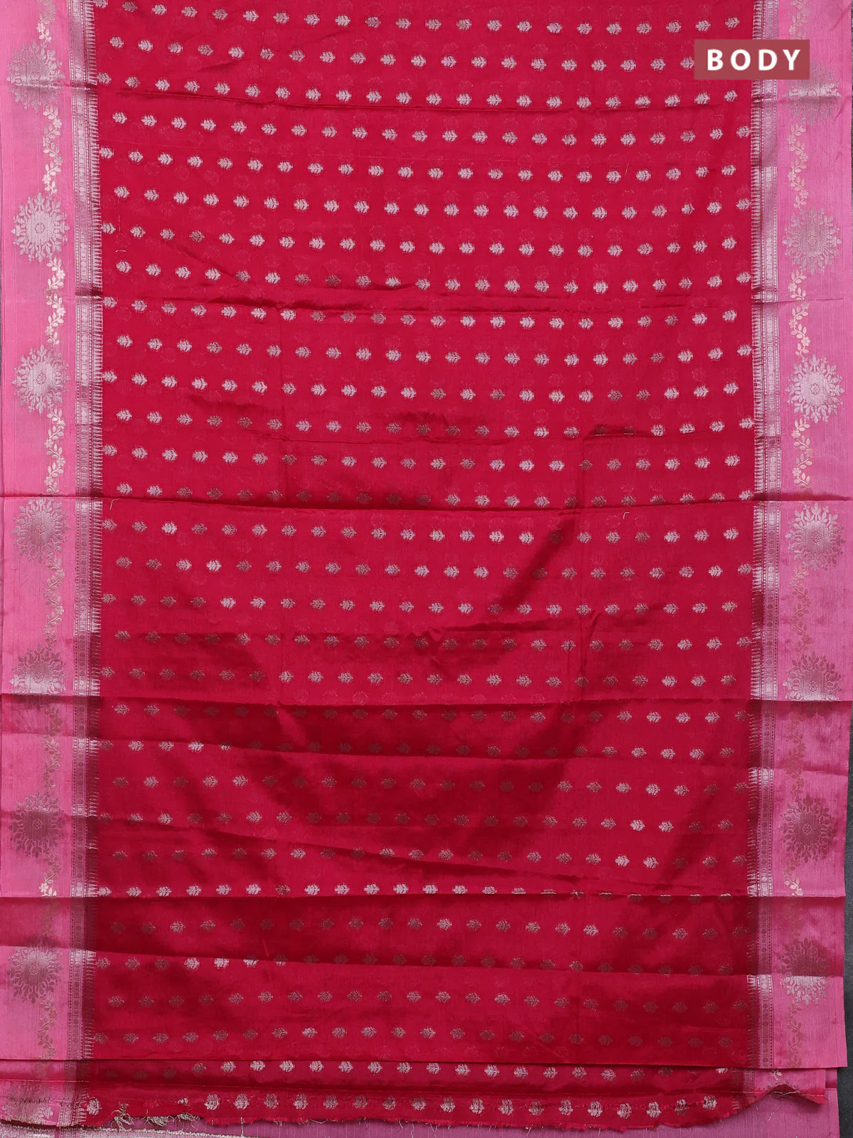 Banarasi warm silk saree pink and light pink with allover thread & zari woven buttas and zari woven border - Image 2