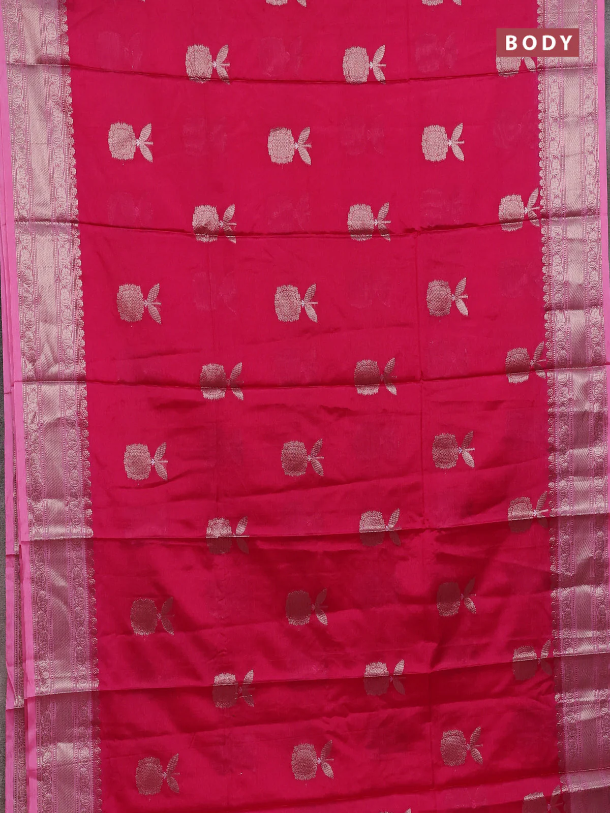 Banarasi warm silk saree pink and light pink with thread & zari woven buttas and zari woven border - Image 2