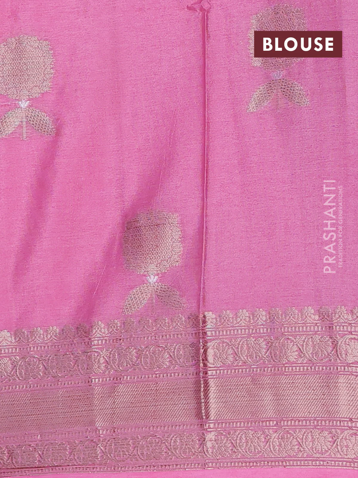 Banarasi warm silk saree pink and light pink with thread & zari woven buttas and zari woven border - Image 4