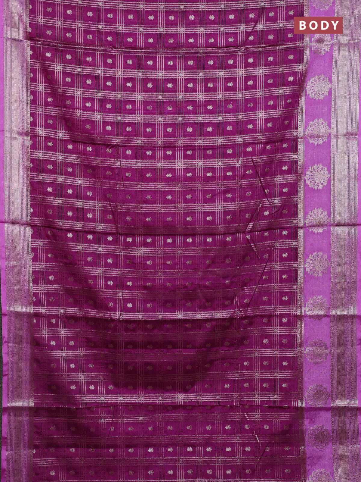Banarasi warm silk saree purple and lavender with allover thread & zari checked pattern and zari woven border - Image 2