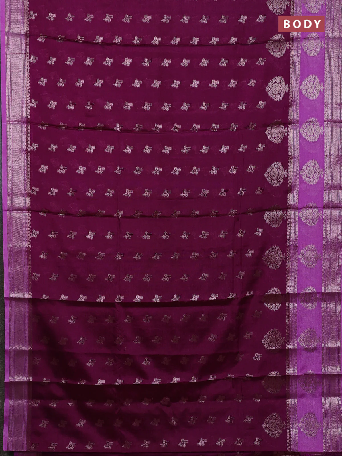 Banarasi warm silk saree purple and lavender with allover thread & zari woen buttas and zari woven border - Image 2